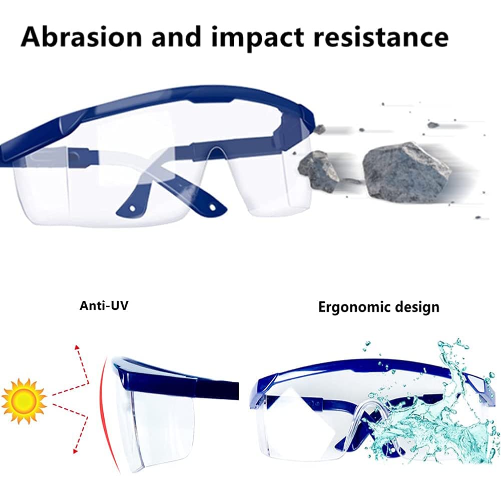 JUHONNZ Safety Goggles - 2 Pack Anti-Fog Protective Glasses with Clear Thick PC Lenses for Kids & Adults | Wrap-Around Design, Grey Frames | Perfect for Woodworking, Lab Work, DIY Projects & Outdoor Activities