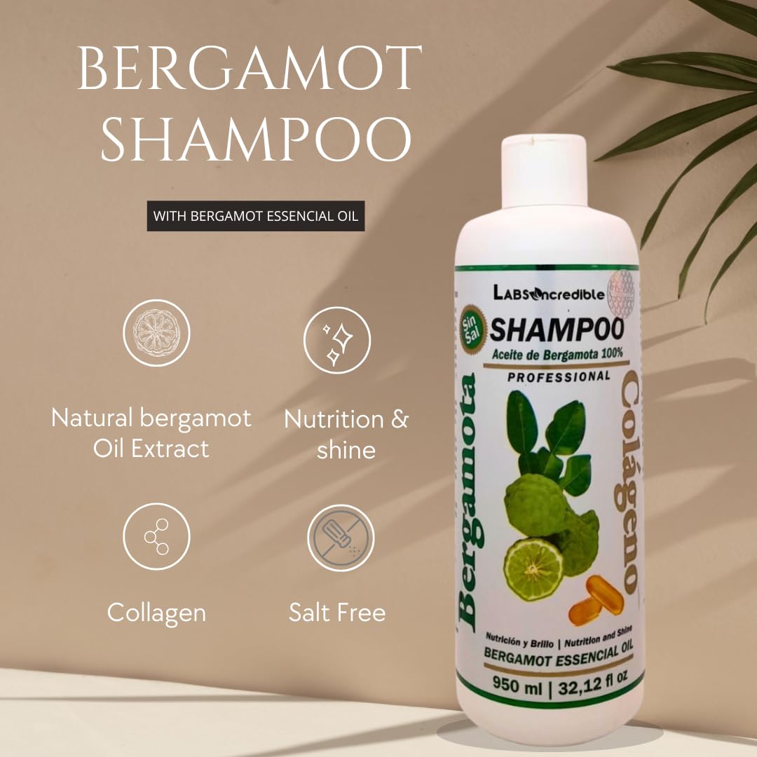 Bergamot Oil Shampoo & Styling Cream Set for Curly Hair - 100% Pure Bergamot Essential Oil with Collagen, Nourishing & Shine Boost - 950ml Shampoo + 250ml Cream - Hydrating Hair Care for Dry, Frizzy & Damaged Curls - Perfect for Daily Use & Salon-Quality Styling at Home