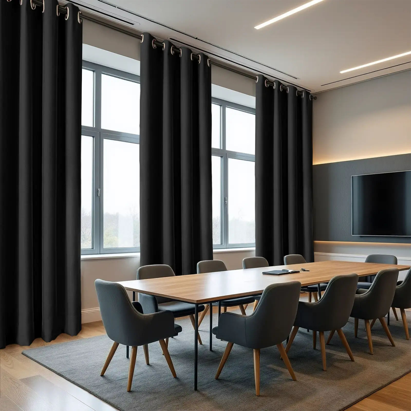 REGAL Fireproof Flame Retardant Grommet Curtains for Home & Office - Blackout Thermal Insulated Window Drapes for Living Room, Bedroom Safety Protection