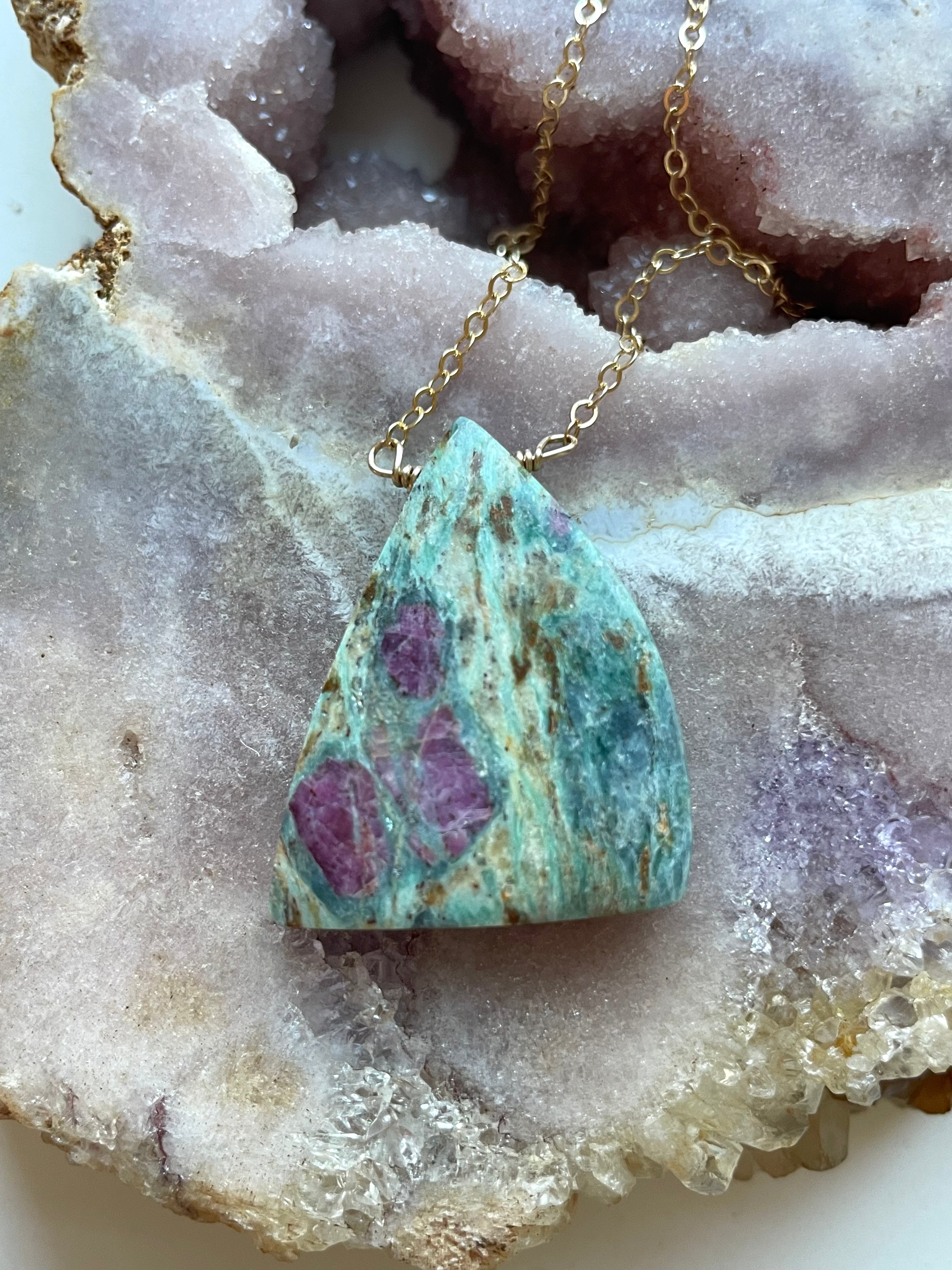 Ruby in Fushite Necklace - 14K Gold Filled Elegant Jewelry for Women, Perfect for Weddings, Parties & Special Occasions
