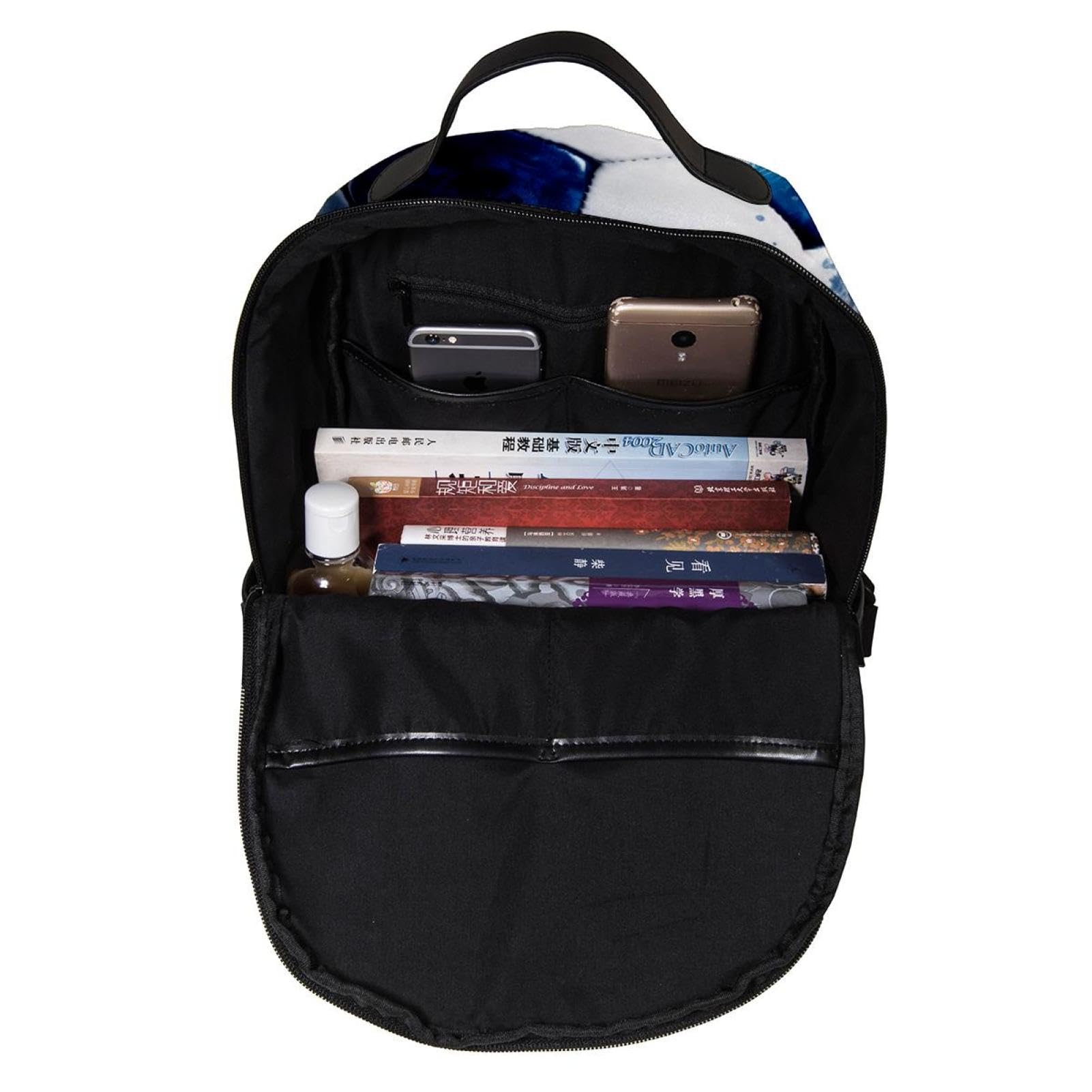 Men's & Women's Travel Backpack - Waterproof Blue Ocean Design for Hiking, Camping & Daily Commute | Durable Football Inspired Backpack for Outdoor Adventures & Work