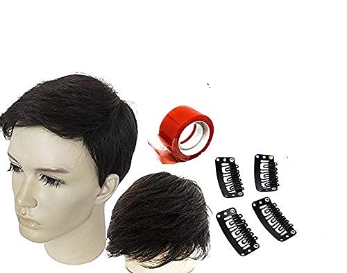 Premium 10x8 Human Hair Toupee for Men - Natural Black Hair Patch to Cover Baldness | Includes Free Hair Comb, Wig Tape & 4 Clips | Perfect for Daily Wear, Work & Special Occasions
