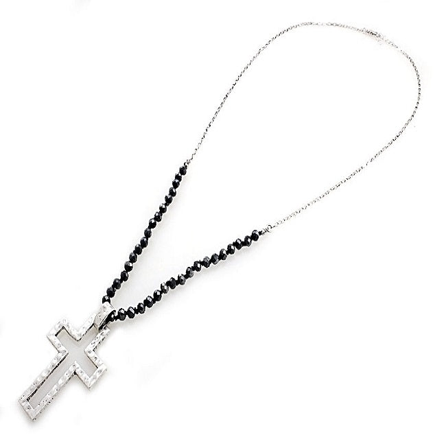 Stunning Cross Pendant Necklace with Glass Beads - Elegant Religious Jewelry for Women & Men - Perfect for Church, Weddings & Everyday Wear