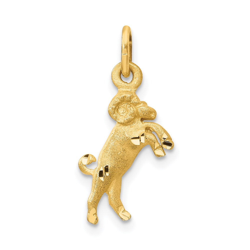 Gold Satin Diamond Cut Aries Ram Zodiac Charm Pendant - Model C476 | Perfect for Necklaces, Bracelets & Jewelry Making | Astrology Gifts for Women & Men