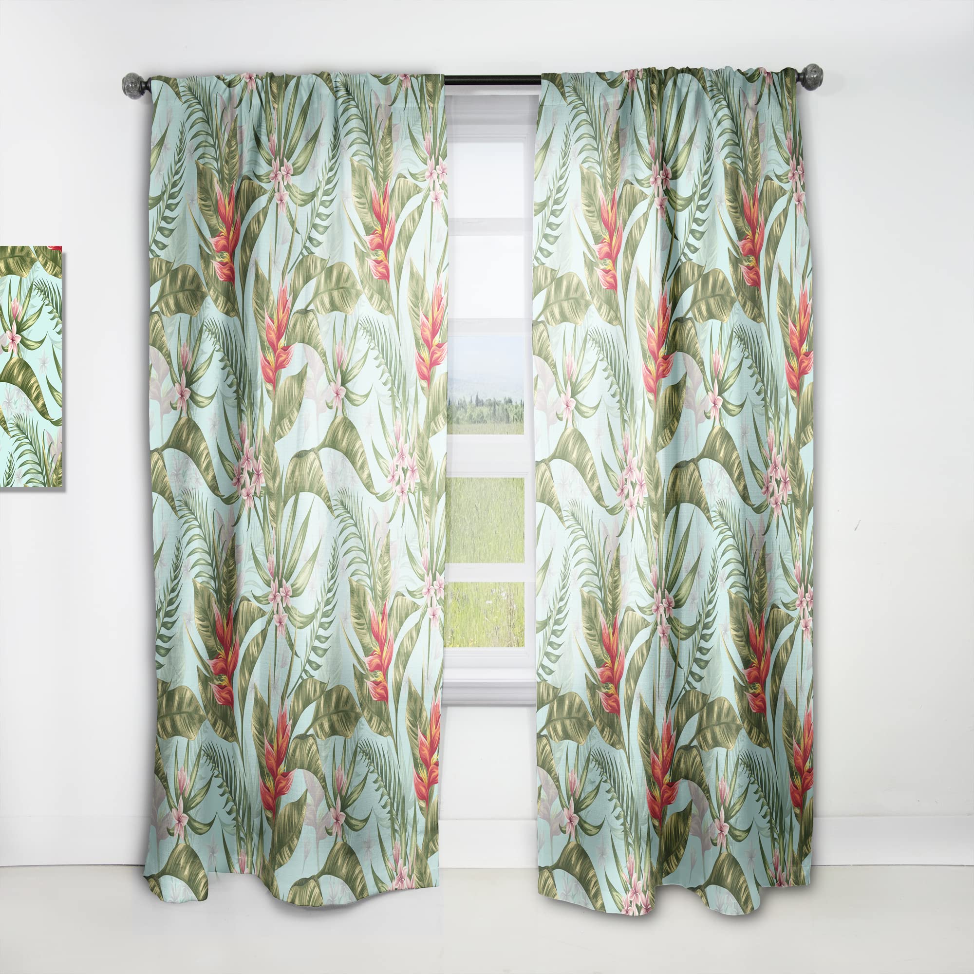 DesignQ Tropical Foliage II Thermal Insulated Curtains - Single Panel 52x84 - Blackout Drapes for Bedroom & Living Room - Perfect for Home Decor, Privacy & Energy Efficiency
