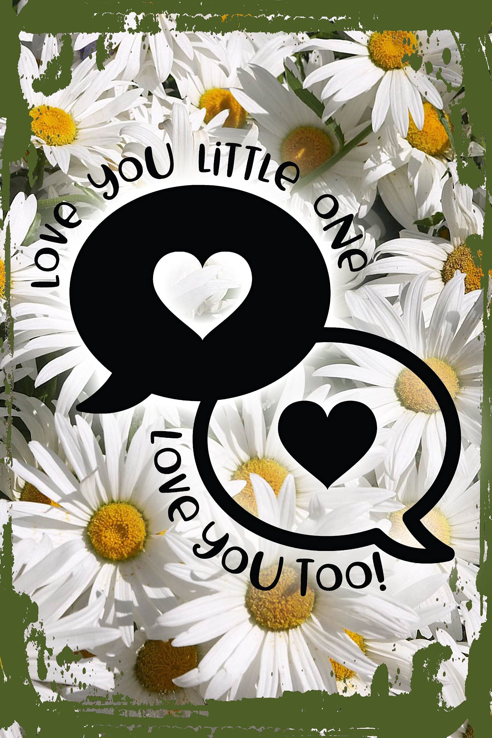8x12 Daisy Flower Wall Art with Love Quote - 'Love You Little One, Love You Too!' - Funny Pregnancy Gift, Nursery Decor, Baby Shower Present - Perfect for New Parents & Nursery Room Decoration