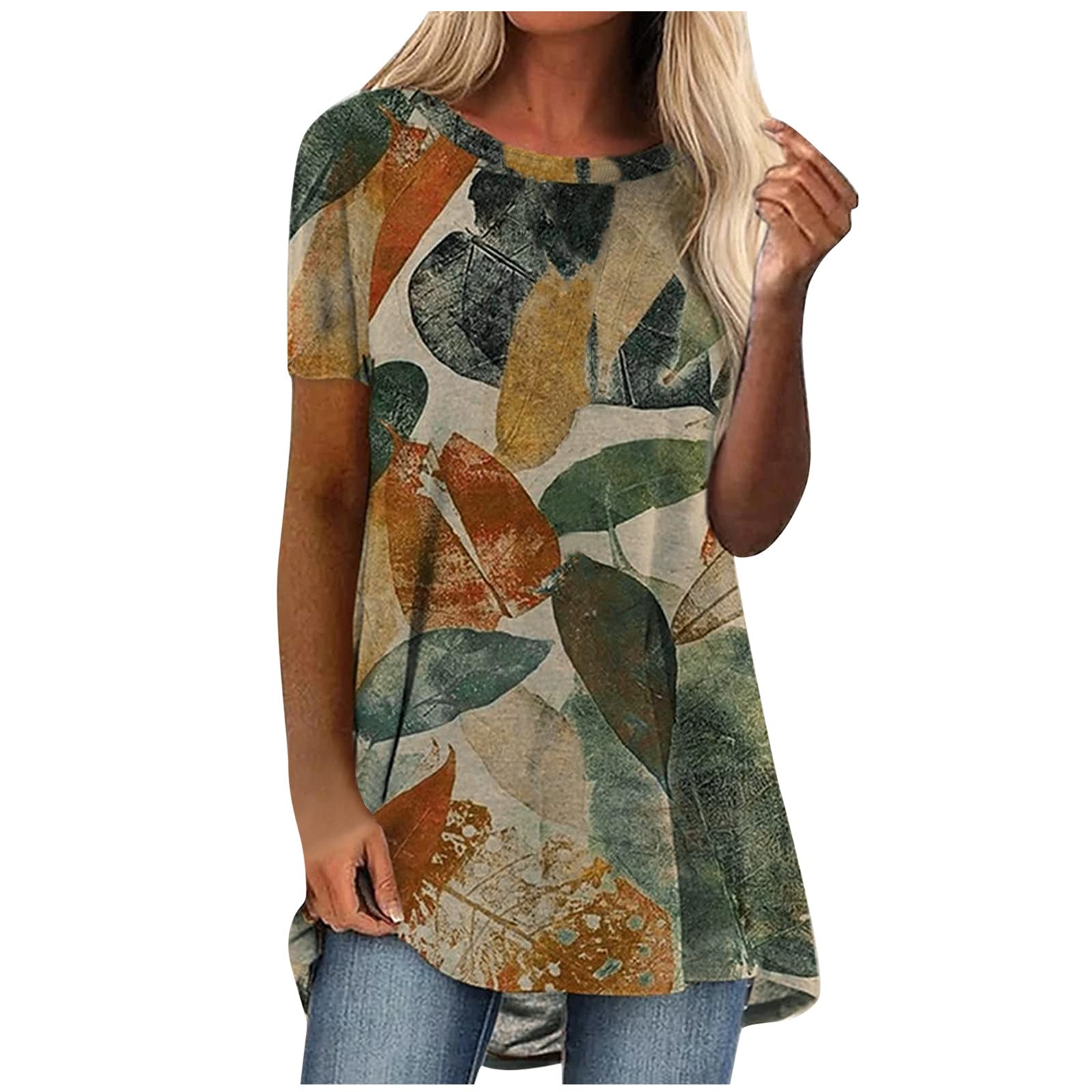FMCHICO Women's Summer Casual T-Shirt Dress - Short Sleeve Swing Dress with Pockets | Flowy Comfort for Beach, Vacation & Everyday Wear