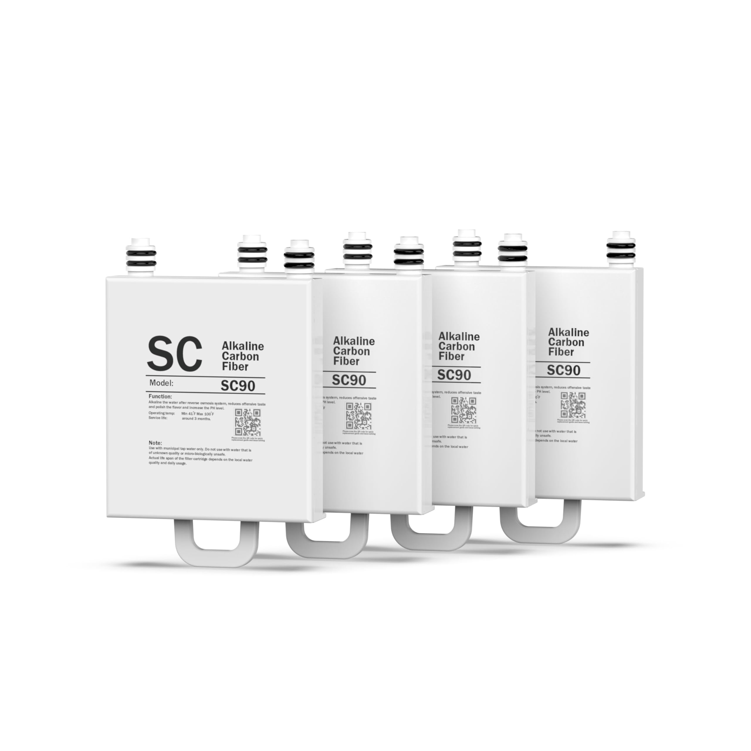 Frizzlife SC90 Replacement Post Filter Cartridge for WB99 Countertop RO Water Filter System - Alkaline Mineral Water Filter (4-Pack) | Perfect for Home, Office & RV Use