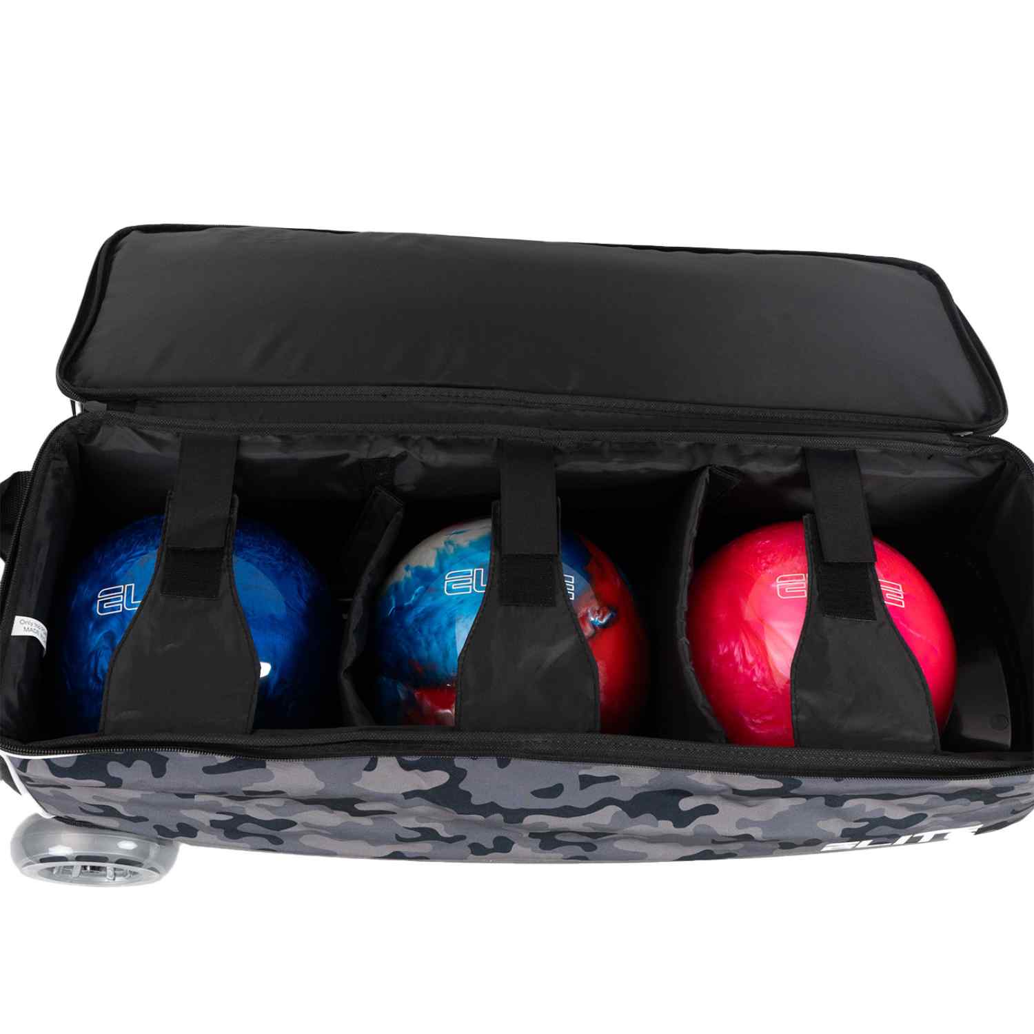 ELITE Basic Triple Roller Bowling Bag - Grey Camo Design for Men & Women | Perfect for League Play, Tournaments & Travel