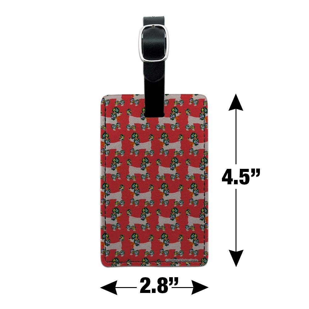 Christmas Poodles Rectangle Leather Luggage Tag - Personalized Suitcase ID Tag for Carry-On Bags - Perfect for Holiday Travel & Gift Giving