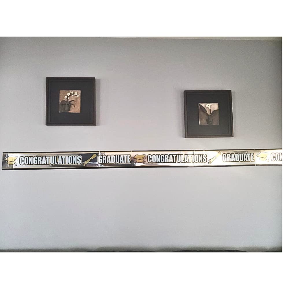 9ft Graduation Foil Banner - Premium Hanging Decoration for Graduation Parties & School Events (1 Piece) - Perfect for Wall Decor, Photo Backdrops & Celebration Decorations