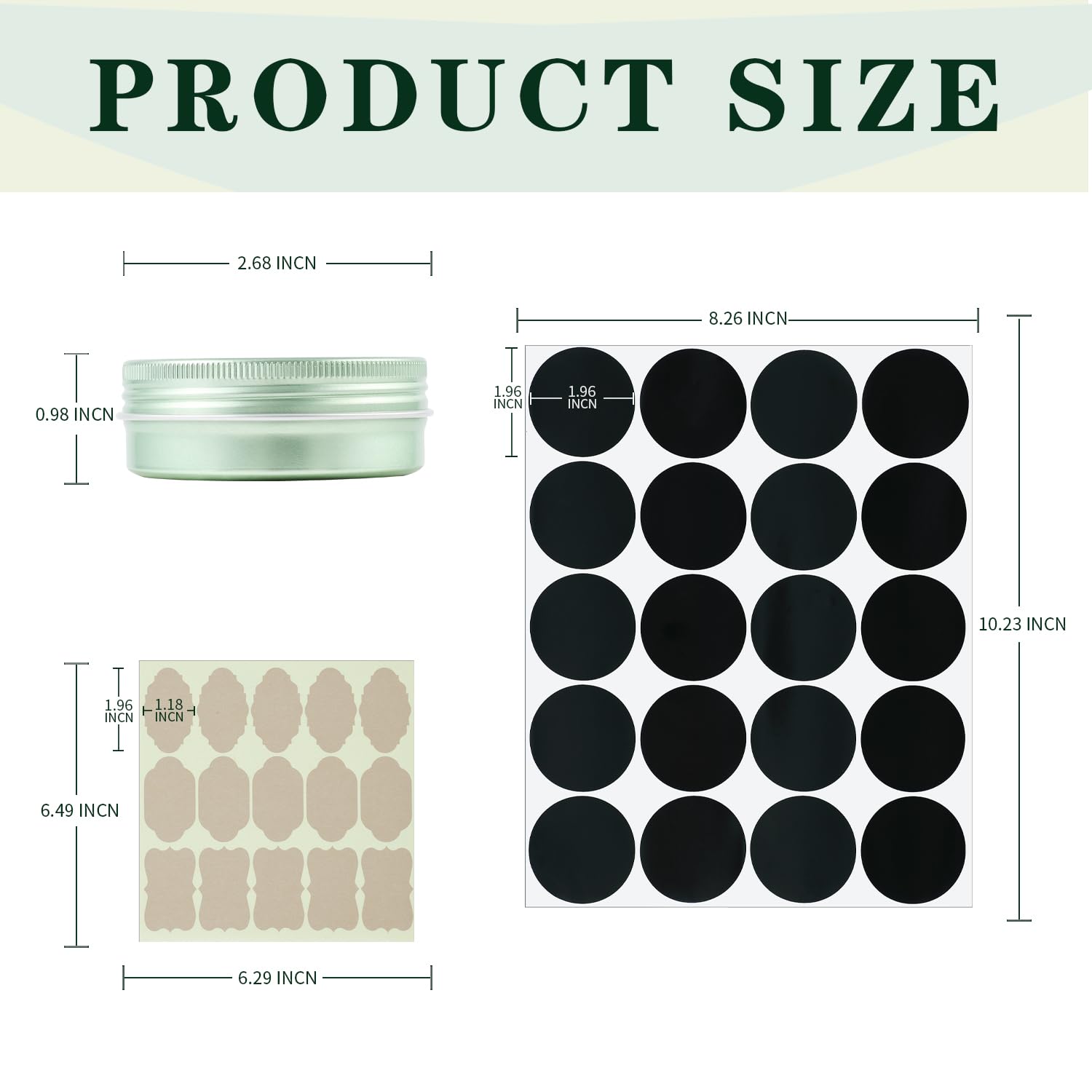 48 Pack 2 oz Aluminum Tin Jars with Lids - Small Metal Containers for Candles, Balms, Salves, Spices & DIY Crafts (Pale Green) | Perfect for Home Organizing, Travel & Gift Packaging
