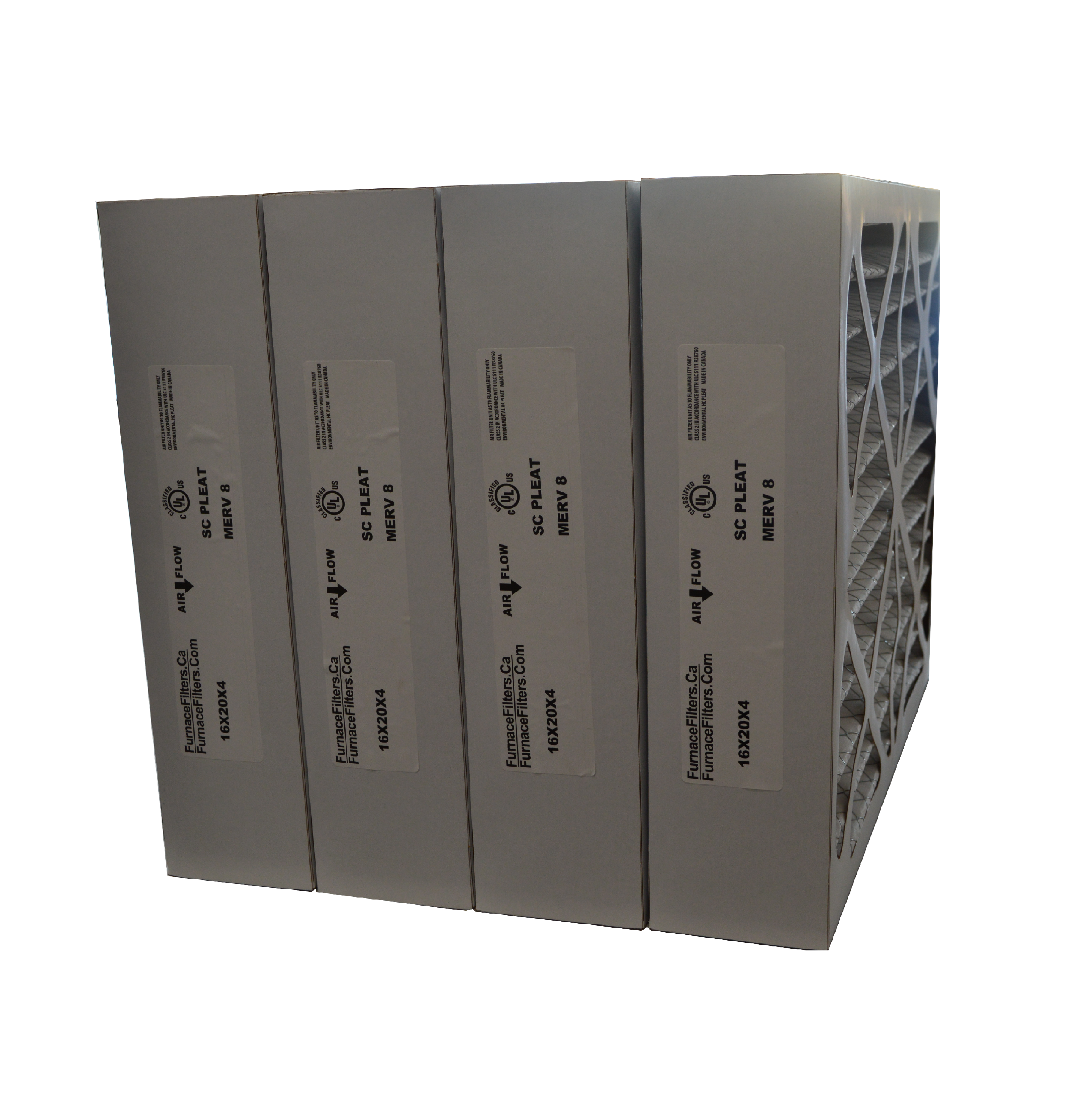 16x20x4 (3 5/8) Furnace Air Filter - MERV 8, Actual Size 15 3/8 x 19 3/8 x 3 3/4 - Case of 4 Filters - Perfect for HVAC Systems, Home Furnaces, and Air Purifiers