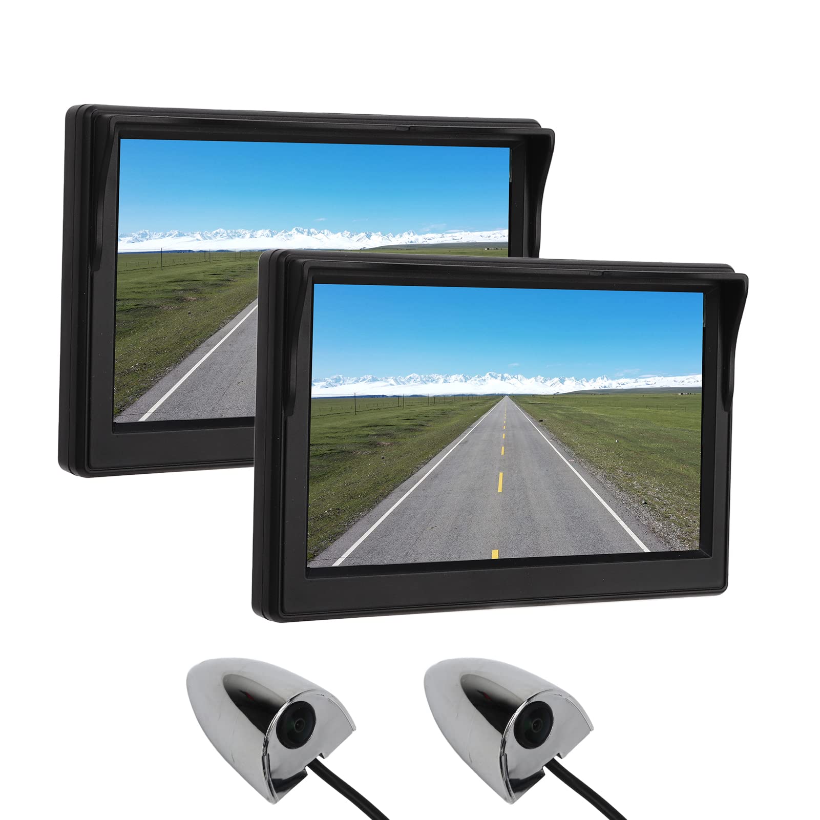 5 Inch TFT LCD Backup Camera System Kit, DC 12V-24V, 87° Horizontal & 62° Vertical Viewing Angle, IP67 Waterproof, Side View Monitor for Cars, Buses, Trucks - Perfect for Parking, Reversing & Blind Spot Safety