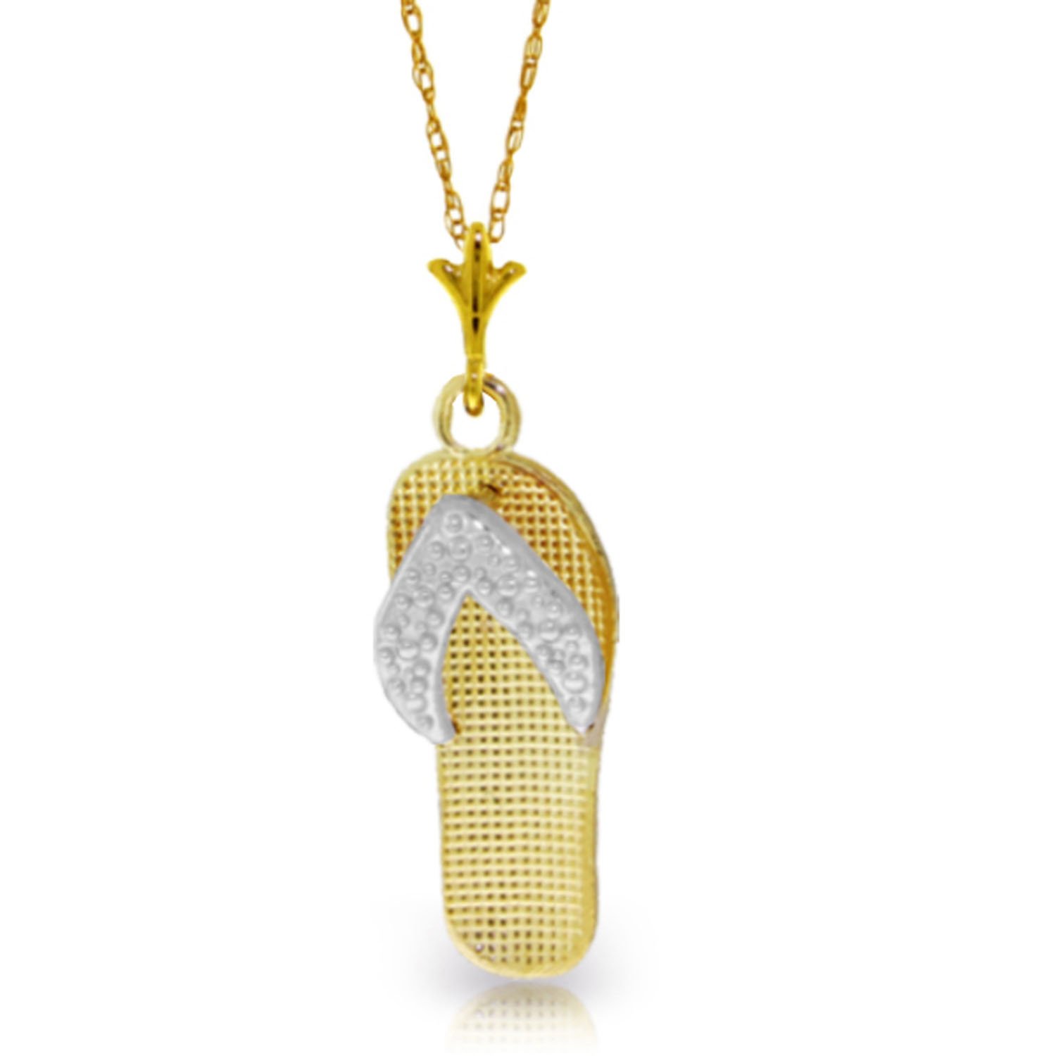 14K Solid Gold Flip Flop Pendant Necklace for Women - Durable & Hypoallergenic - Perfect for Beach Vacations, Summer Outfits & Gift Giving