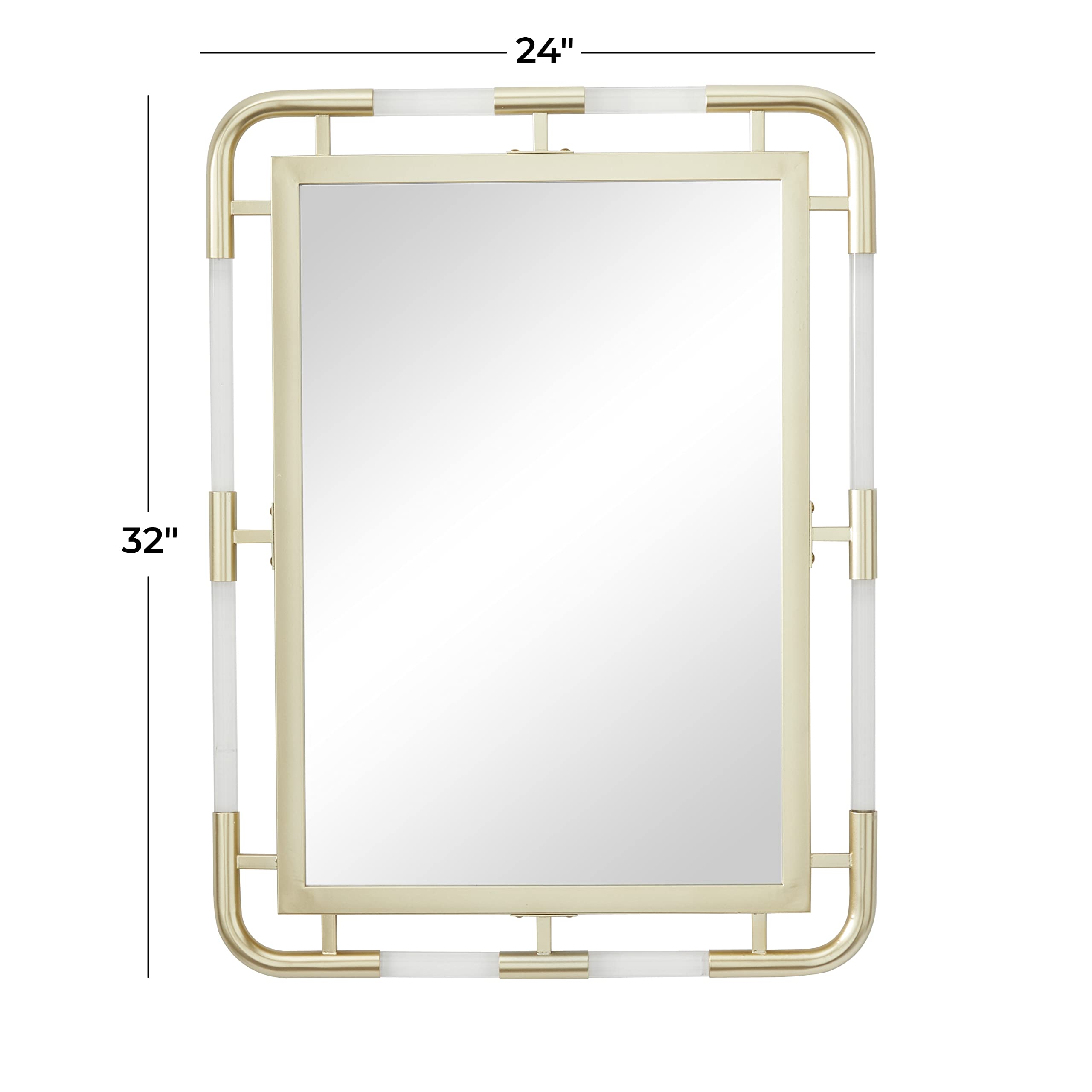 CosmoLiving by Cosmopolitan Gold Metal Wall Mirror 24x32 Inches - Modern Entryway Mirror with Acrylic Details for Hallway, Living Room & Bedroom Decor - Wall Mounted Mirror for Home & Office