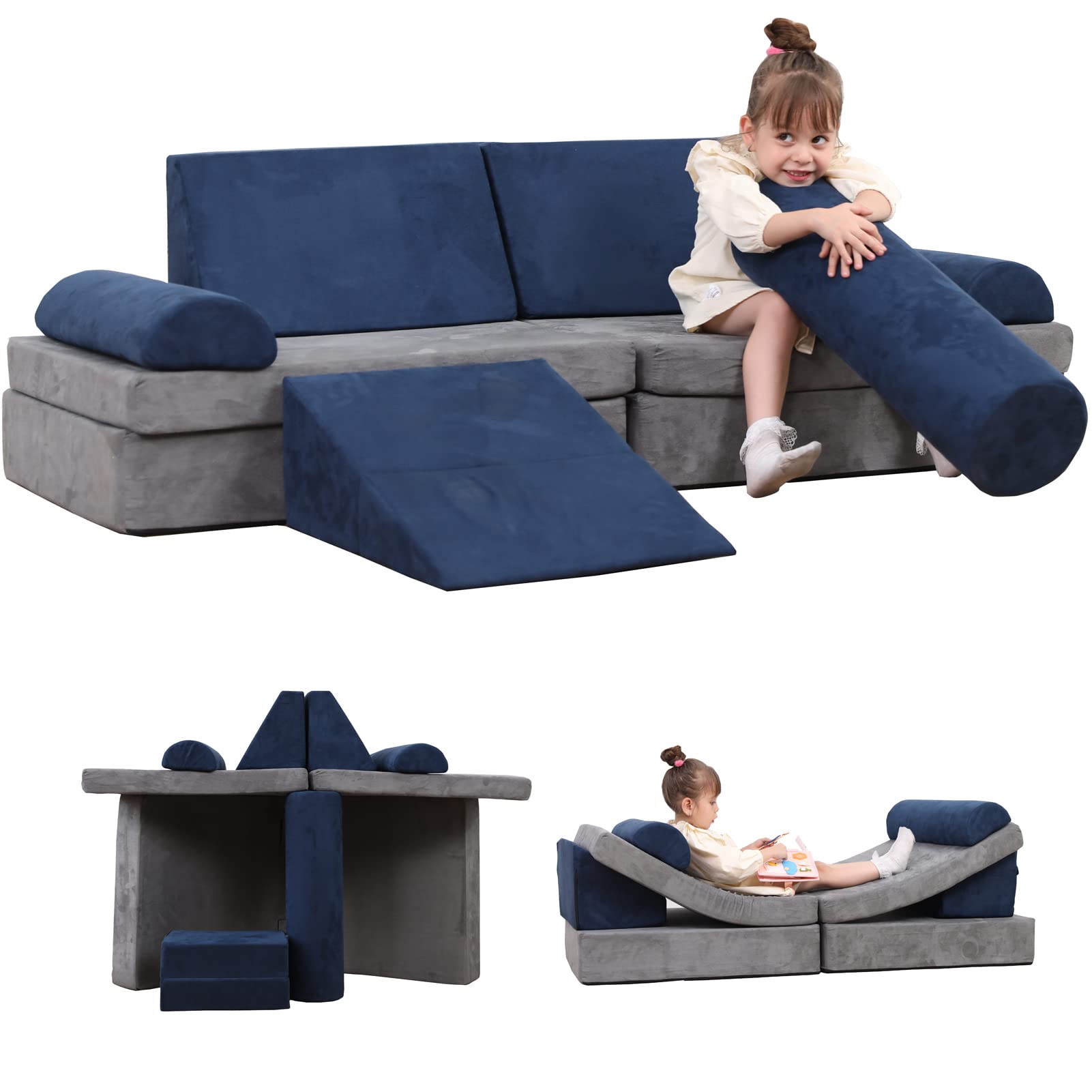 **Kids Play Couch Sofa - Soft Foam Modular Furniture for Toddlers to Teens | Indoor & Outdoor Playroom, Bedroom, or Living Room Fun**    *(Note: 
