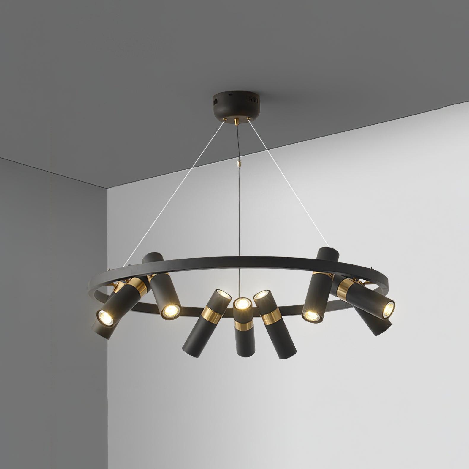 Black Multi Pipe Chandelier - Industrial Style Ceiling Light Fixture for Dining Room, Living Room & Bedroom Decor