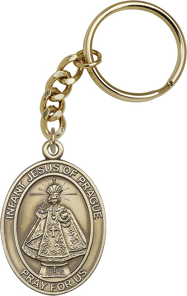 Infant of Prague Keychain Pendant - Antique Gold Religious Jewelry for Catholics | Handmade in USA | Perfect for Prayer Gifts, Car Keys & Backpack Charms