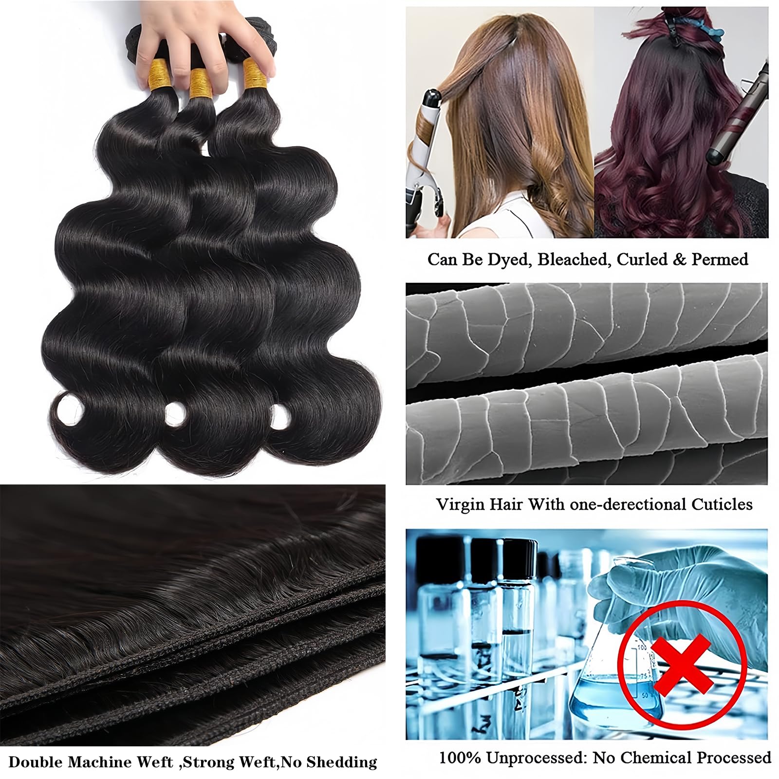 12A Brazilian Human Hair Bundles 20 22 24 26 Inch Body Wave Weave Hair Extensions - 100% Unprocessed Natural Black Hair (4 Bundles) - Perfect for Salon Styling, Daily Wear & Special Occasions