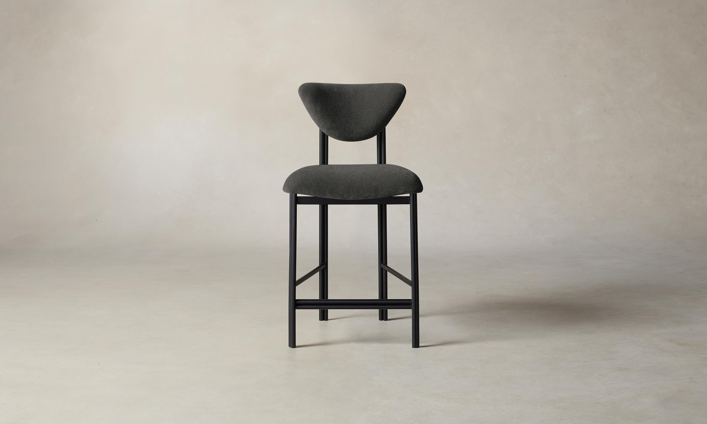 Premium Cooper Counter Stool with Performance Velvet Upholstery in Slate Gray - Perfect for Kitchen Islands, Breakfast Bars & Modern Dining Areas