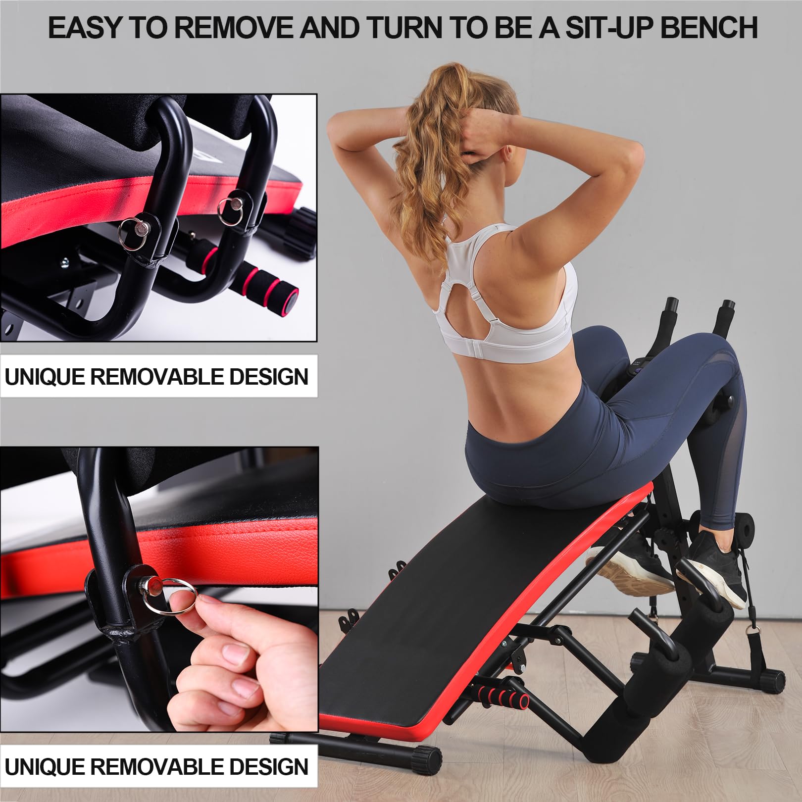 KESHWELL Adjustable Ab Workout Machine for Home Gym - Core Strength Training Equipment with Resistance Bands, LCD Display & Foldable Sit Up Bench | Perfect for Abs Exercise, Full Body Workout & Home Fitness Training
