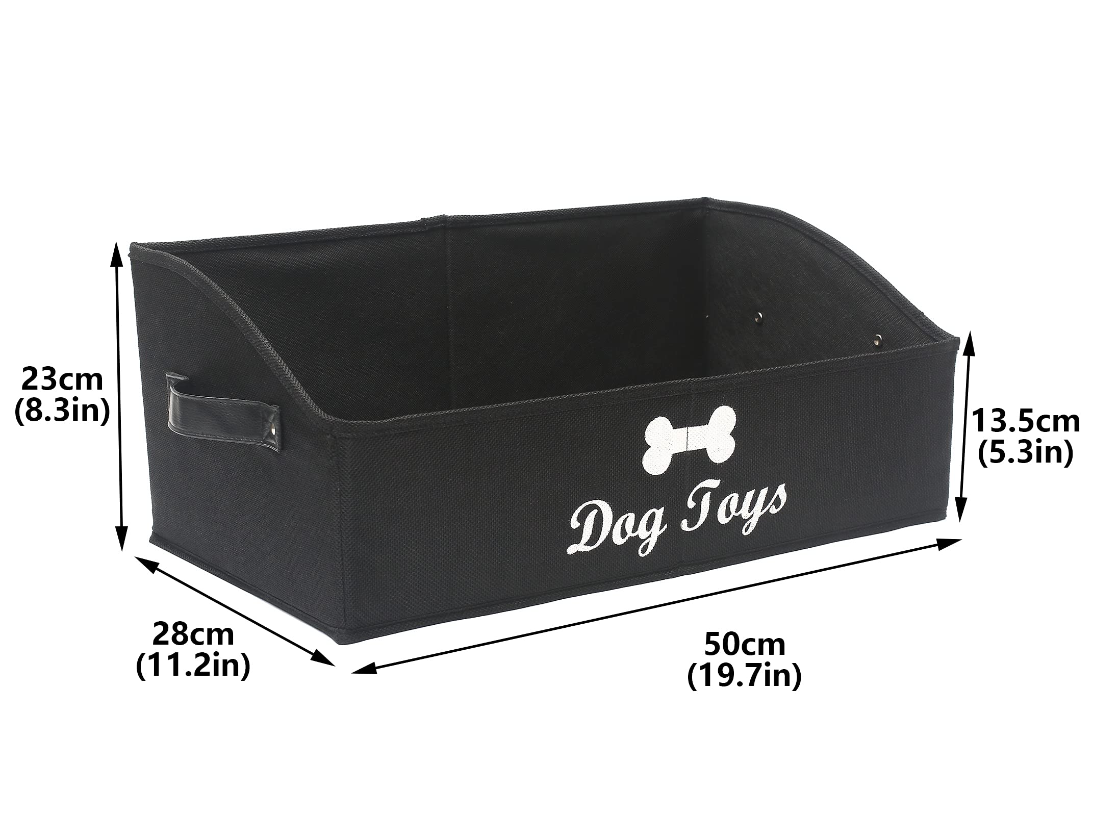 Geyecete Large Foldable Dog Toy Storage Box - Collapsible Fabric Organizer Bin with Handle for Pet Toys, Black (Perfect for Living Room, Bedroom & Pet Play Area)