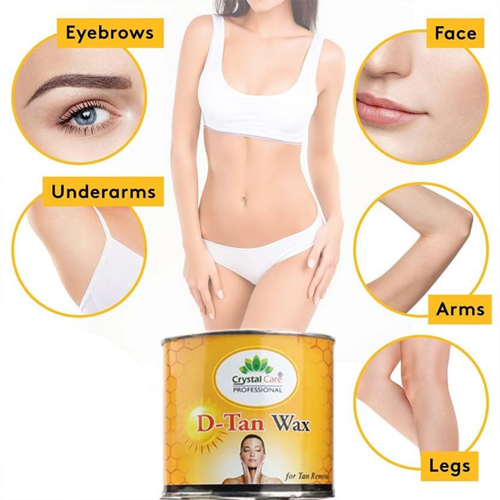 CRYSTAL CARE D Tan Wax for Face, Upper Lips, Arms, Legs, Bikini Line & Underarms - Full Body Hair Removal for Men & Women (600ml) - Ideal for Salon, Home Use & Travel