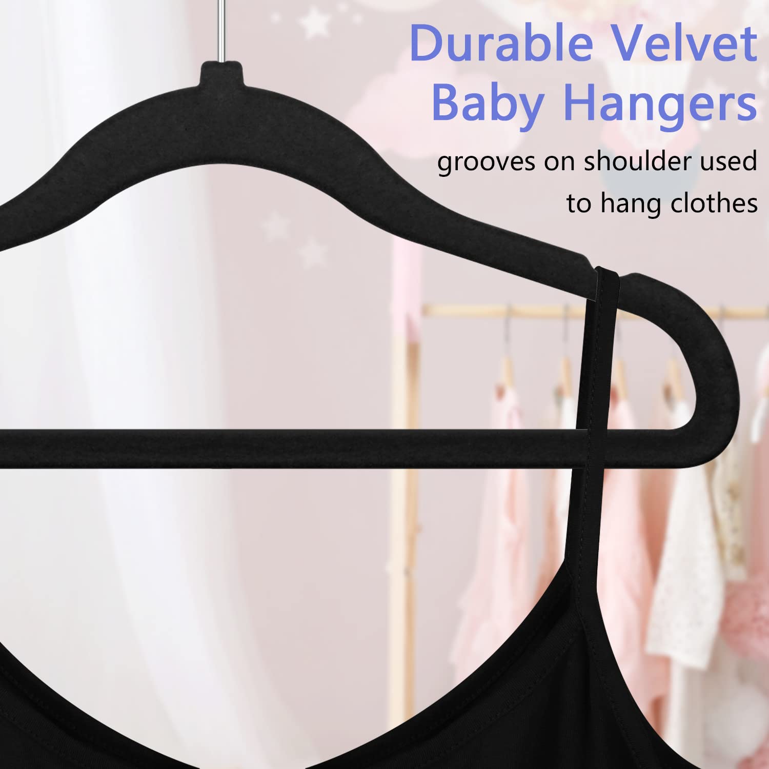 GoodtoU 50 Pack Velvet Non-Slip Baby & Toddler Clothes Hangers - Black Infant Hangers for Closet Organization | Perfect for Nursery, Daycare, and Kids Wardrobe Storage