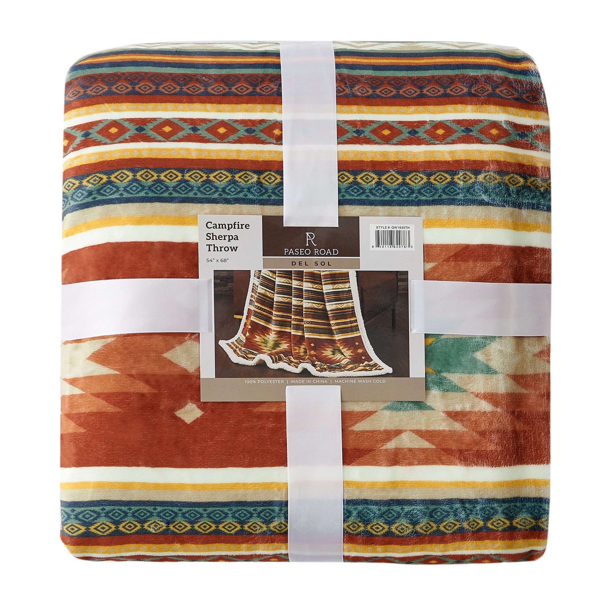 Del Sol Sherpa Campfire Sherpa Throw Blanket - Soft Cozy Flannel Plaid Outdoor Camping Picnic Travel Wrap for Cold Weather - Perfect for Camping, Hiking, and Home Use