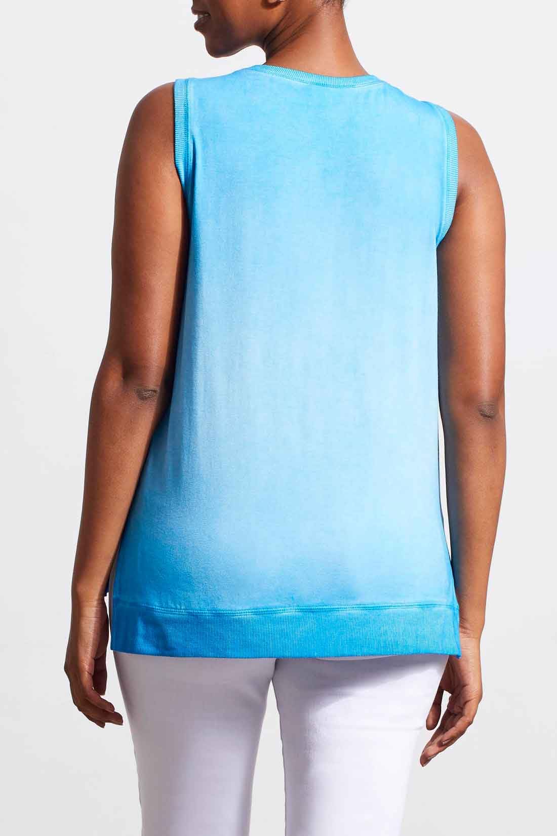 Tribal Print Women's High Low Tank Top - Distressed Wash Effect for Casual Wear & Summer Outfits