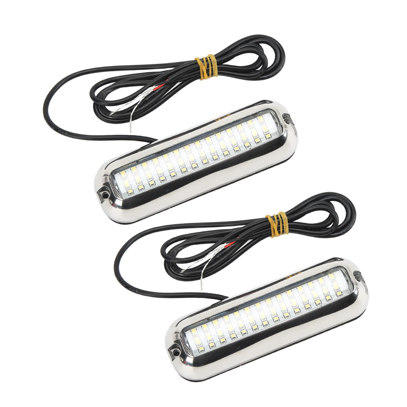 Qiilu Marine LED Lights - 42 LEDs Stainless Steel Underwater Boat Light, 10-30V DC Drain Plug Light for Yachts & Boats (White Light) - Perfect for Night Fishing, Underwater Illumination, and Dock Lighting