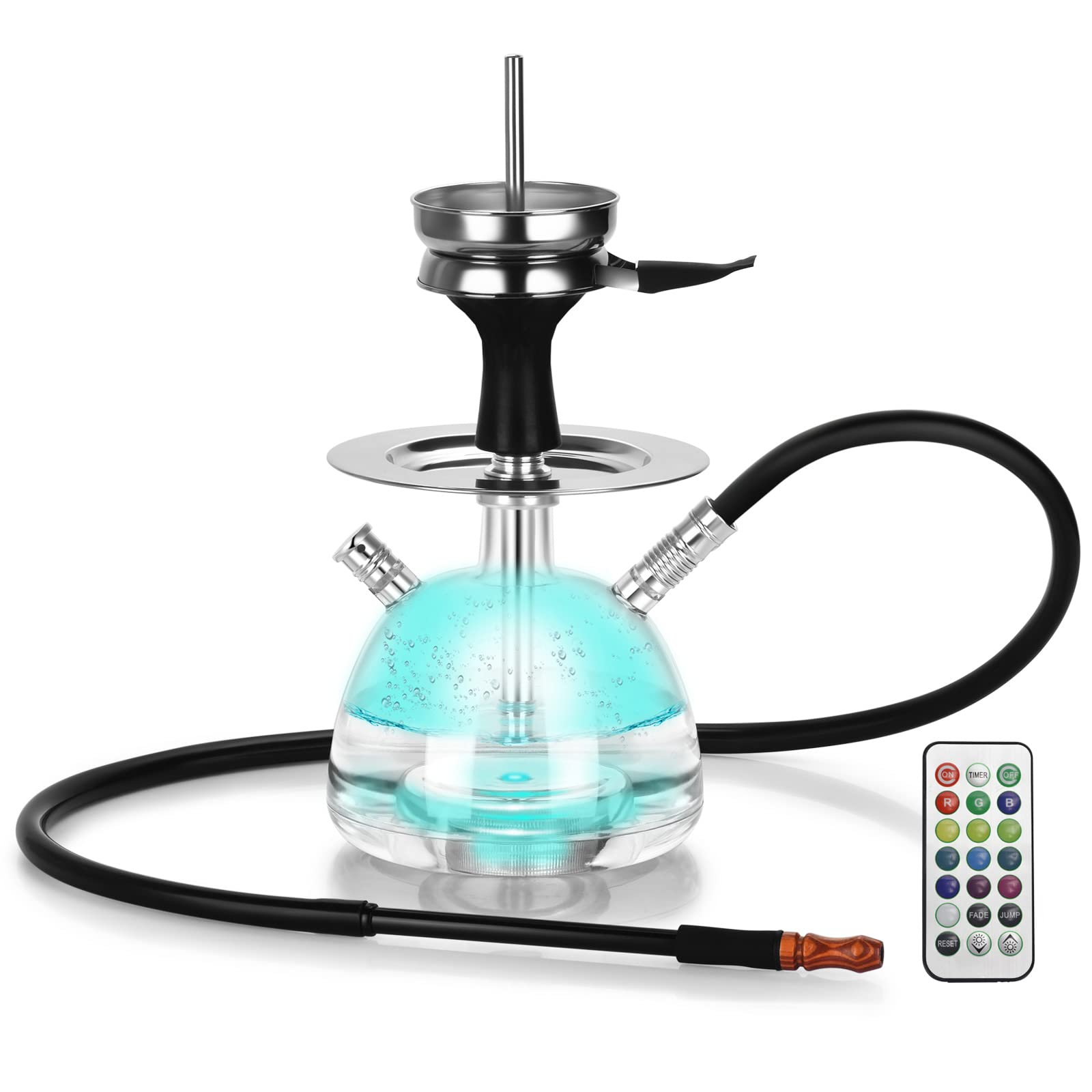 Premium LED Light Hookah Set with Silicone Bowl & Hose - Wooden Mouth Tip for Shisha Smoking | Perfect for Parties, Lounges & Home Relaxation