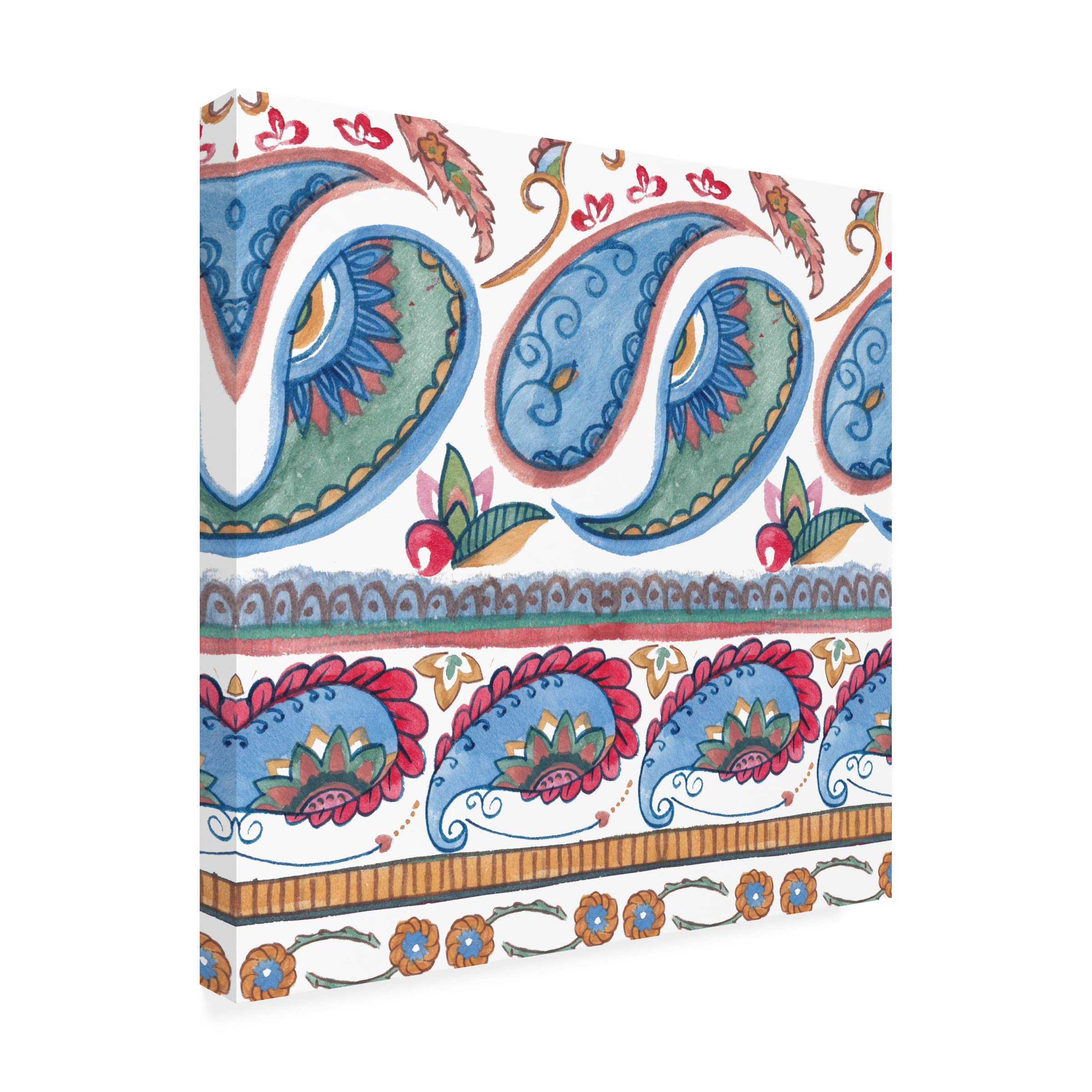 Trademark Fine Art 'Paisley Doodle I' Canvas Wall Art by Melissa Wang - Modern Abstract Painting for Living Room, Bedroom & Office Decor