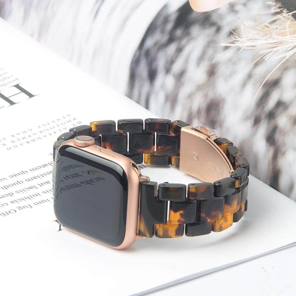 Apple Watch Series 6/5/4/3/2/SE Bands - 44mm 42mm 40mm 38mm Resin Stainless Steel Metal Buckle Strap - Replacement Watch Band for Workout, Running & Daily Wear