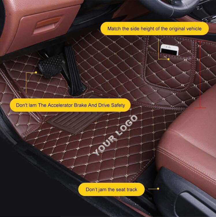 Premium Custom Car Floor Mats for BMW 2 Series Convertible 2014-2021 - Luxury Faux Leather with Phone Pocket, Waterproof & Anti-Slip Design (Black/Red) - Perfect for Road Trips, Daily Commutes & Car Protection