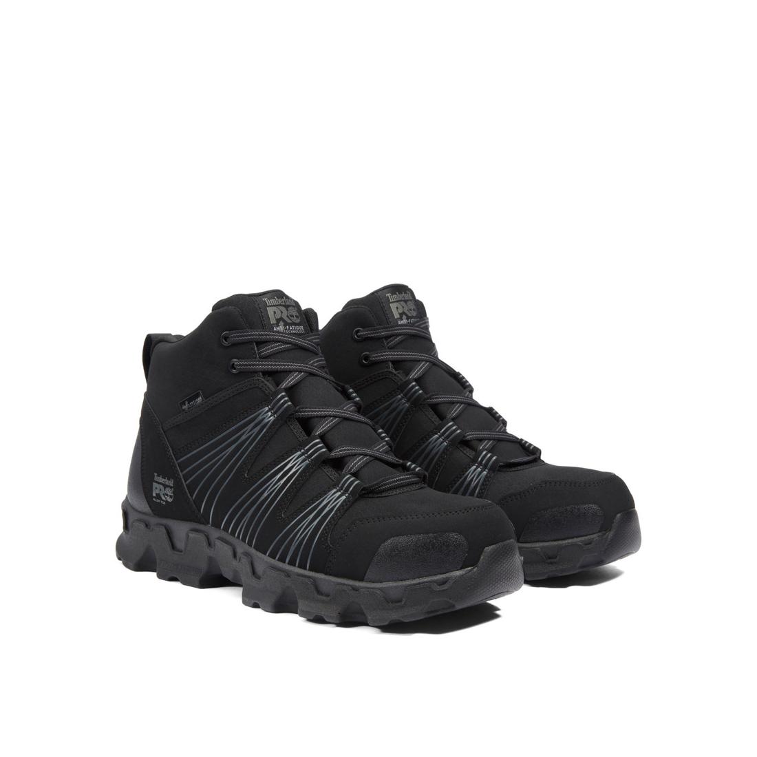 Powertrain Alloy Toe Work Boots for Men - Black Safety Shoes for Construction & Industrial Work - OSHA Compliant Steel Toe Boots for Heavy Duty Jobs