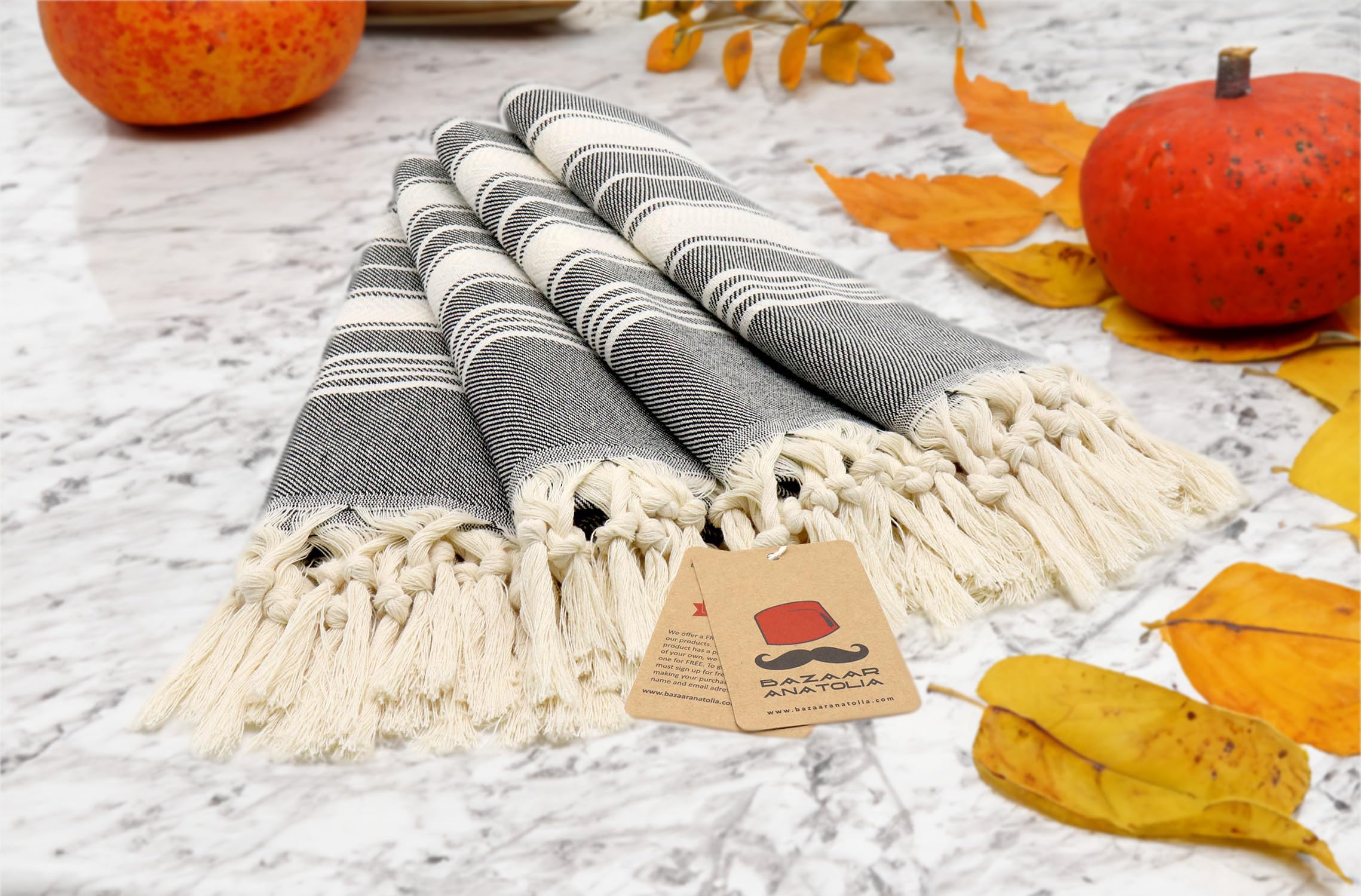 Bazaar Anatolia 100% Cotton Turkish Hand Towels Set of 4 - 39