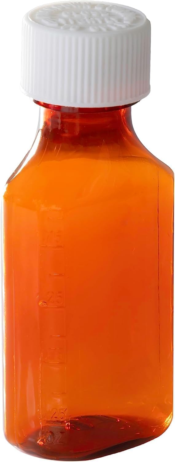 Child Resistant 8oz Amber Plastic Medicine Bottles (Case of 100) - Light-Sensitive Prescription & Pharmaceutical Dispensing Containers with Safety Lids - Perfect for Pharmacy Storage, Essential Oil Mixing & DIY Herbal Remedies