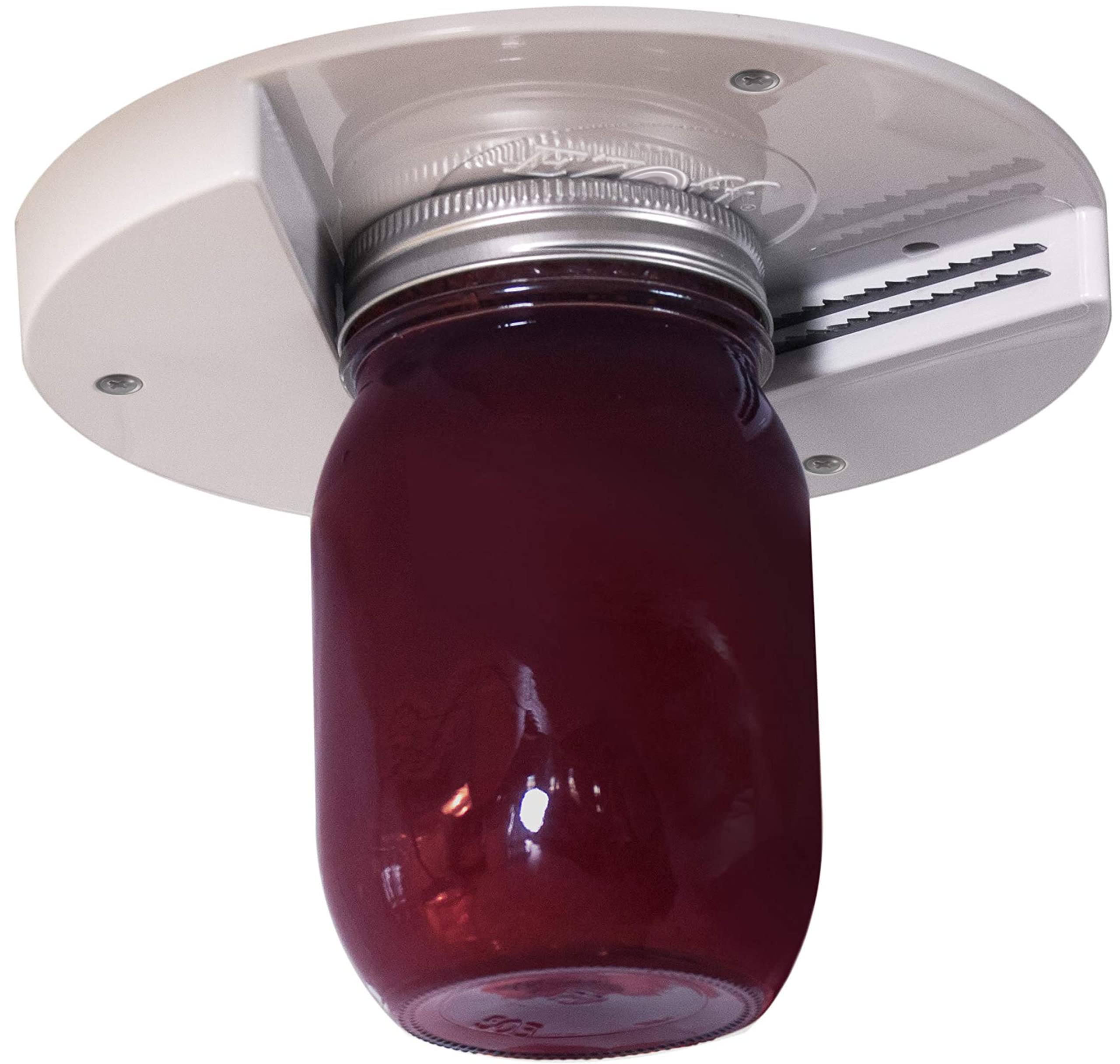 EZ Off Jar Opener for Weak Hands & Seniors - Under Cabinet One-Handed Jar & Bottle Opener - Easy Grip Kitchen Gadget for Arthritis & Limited Mobility - Removes Stubborn Lids Effortlessly - Perfect for Home, Kitchen & Elderly Assistance (White)