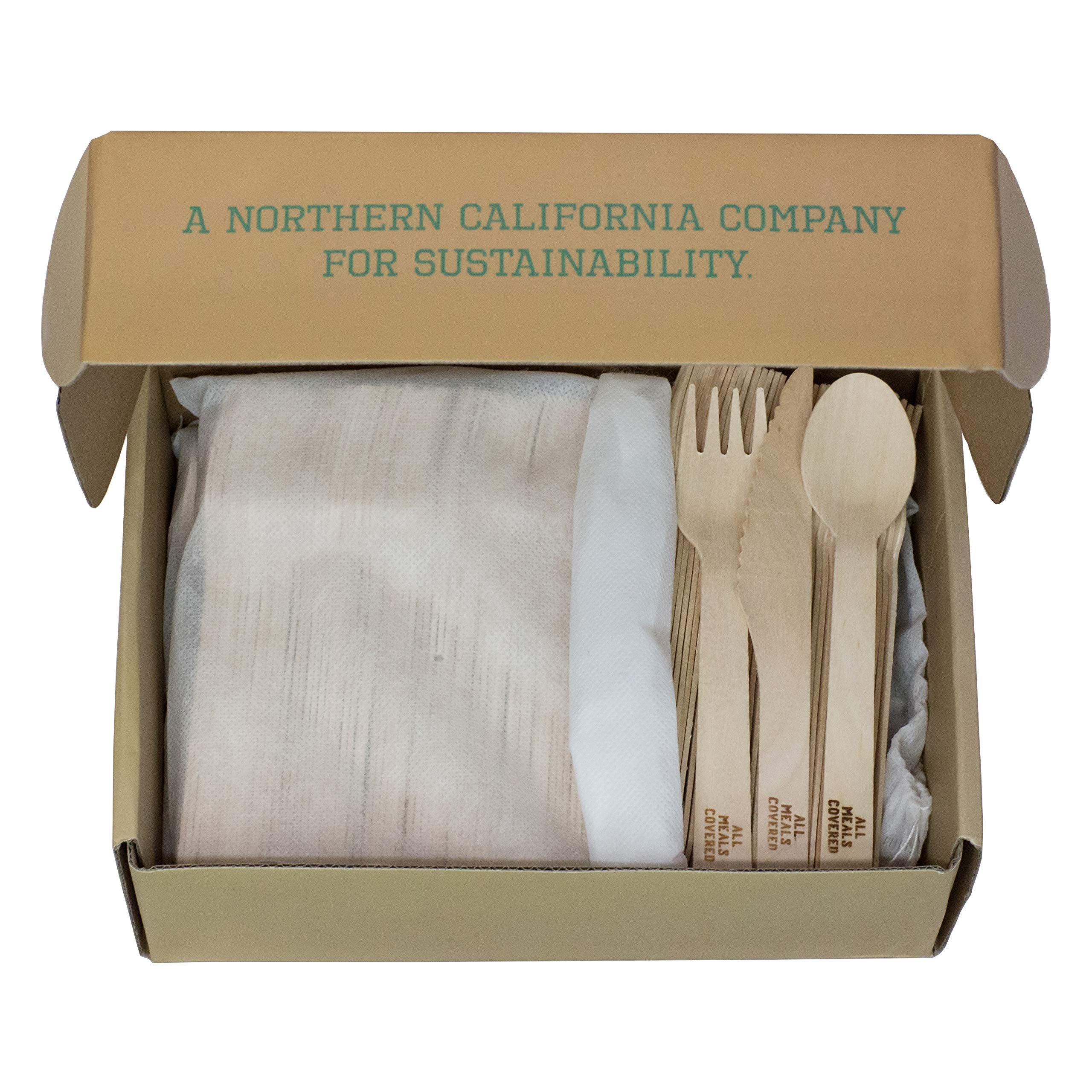 Eco-Friendly Birch Wood Cutlery Set - 200 Pieces (100 Forks, 50 Spoons 6.25