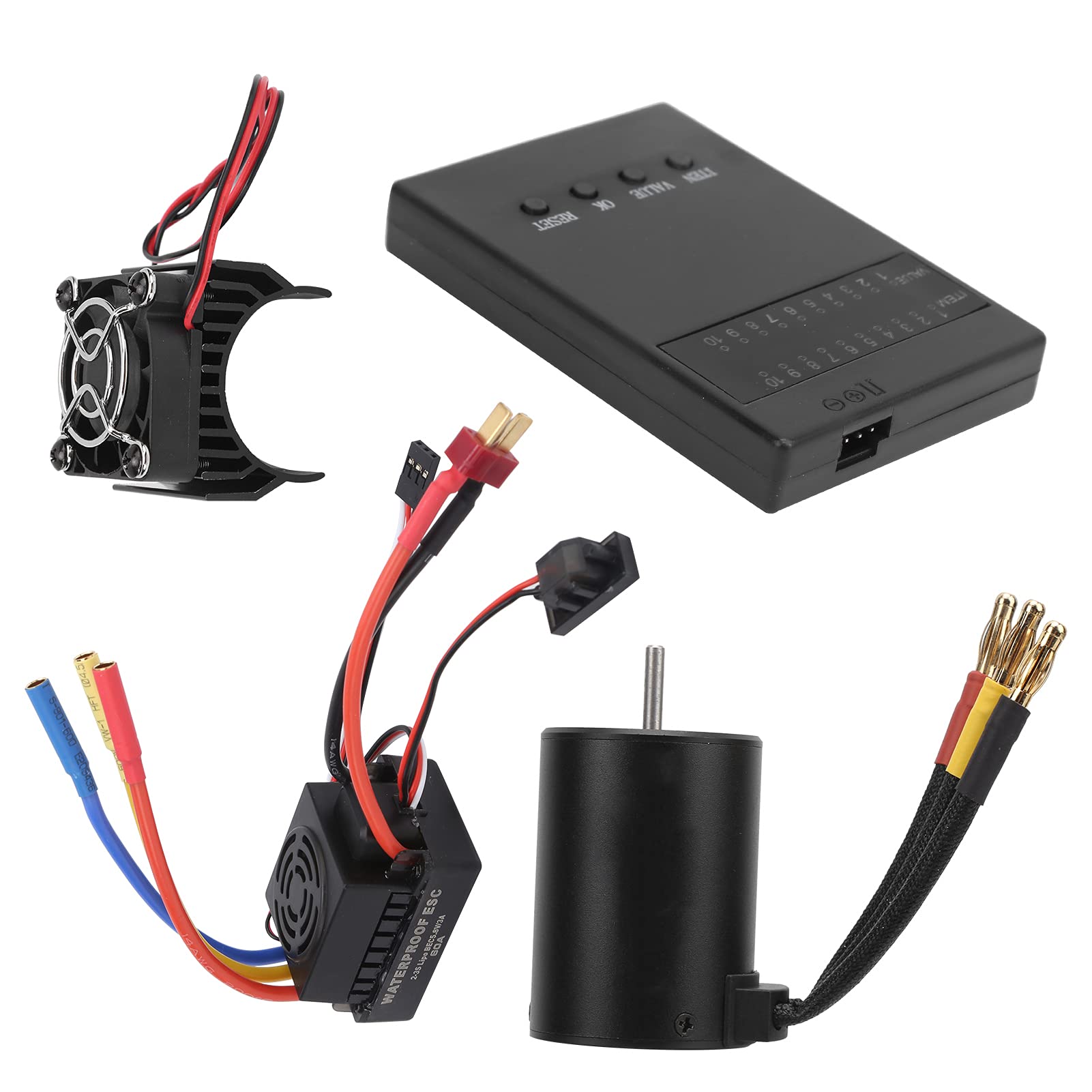 High-Performance FASJ Copper Heat Sink & Brushless Motor Combo for 1/8 Scale RC Cars - Efficient Cooling System for Indoor & Outdoor Racing, Drifting, and Off-Road Adventures