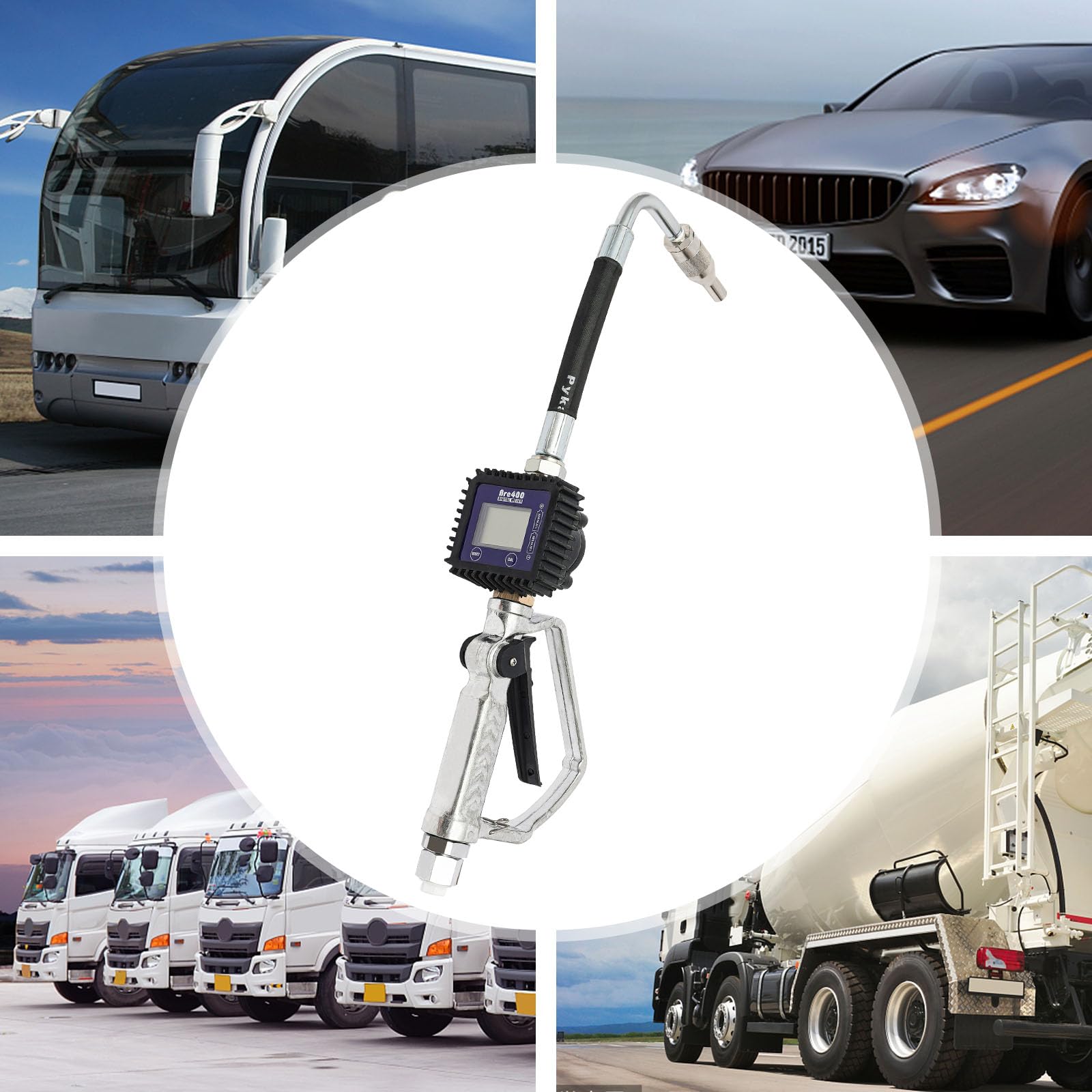 DENESTUS Digital Fuel Transfer Pump with Meter - Electronic Oil Meter Gun for Gasoline, Diesel, Hydraulic & Gear Oil - Accurate Liter/Gallon Measurement - Perfect for Automotive, Industrial & Farm Use