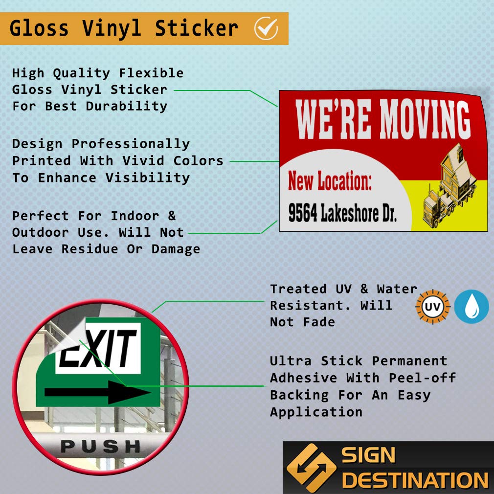 Custom We're Moving Vinyl Door Decals - Red Business & Outdoor Stickers (Set of 2, 54x36 Inches) for New Location Announcements, Cars, Luggage & Bumpers - Perfect for Home, Office & Vehicle Relocation