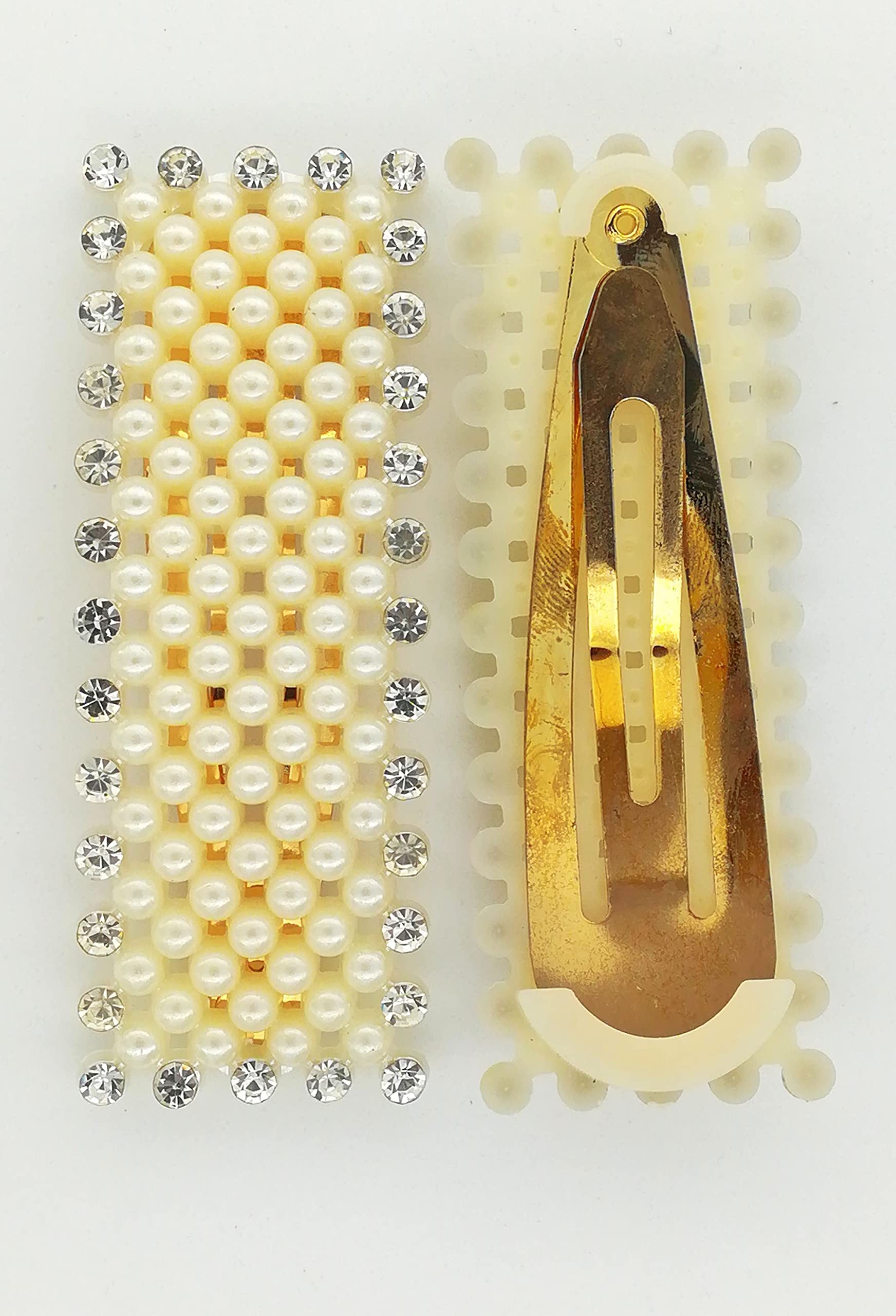 Kanthan Pearl Hair Clips for Women & Girls - Elegant Rectangle Barrettes Hairpins (Pack of 2) - Perfect for Weddings, Parties & Everyday Hairstyles
