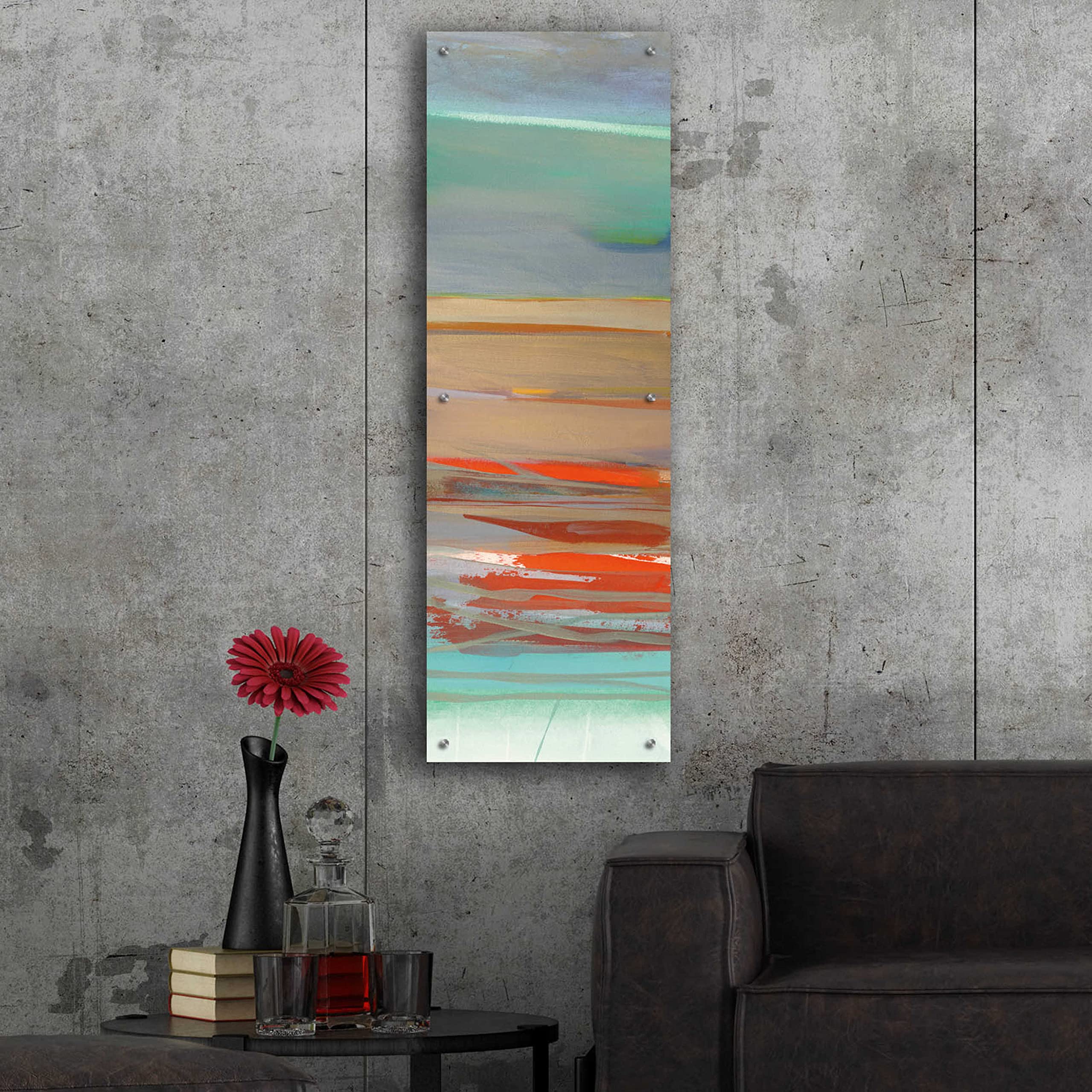 Epic Art 'Layers II' by Jo Maye - Modern Acrylic Glass Wall Art Painting 16x48 Inches - Perfect for Living Room, Bedroom & Office Decor