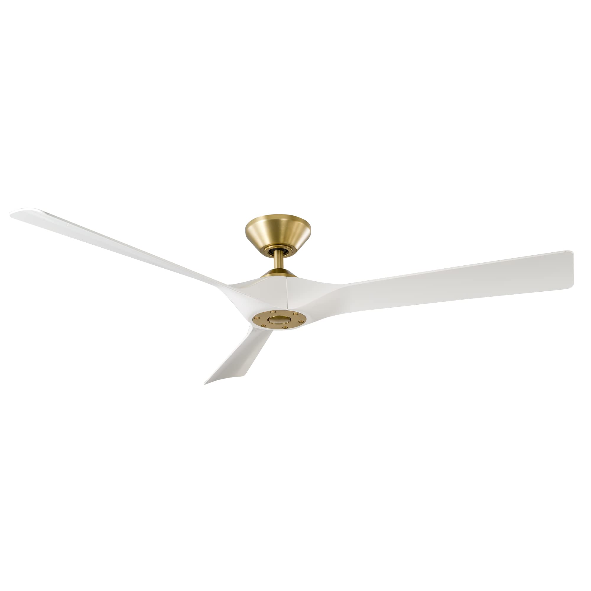 Torque Smart 58-Inch 3-Blade Ceiling Fan with Remote Control, Satin Brass/White Finish, Alexa-Compatible, iOS & Android App Integration - Perfect for Living Rooms, Bedrooms, and Patios