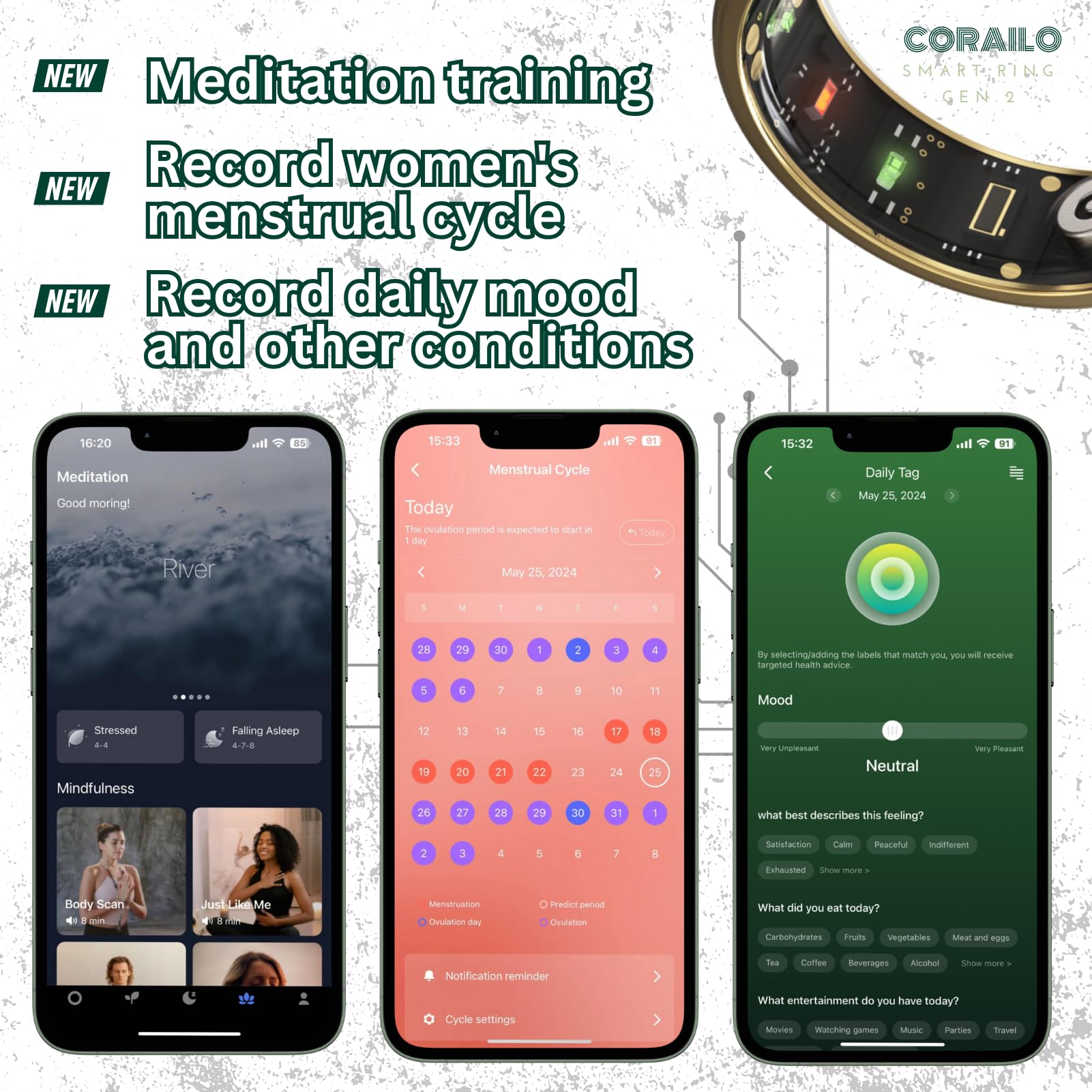 Smart Ring Gen2 - Health & Fitness Tracker for Men & Women with Heart Rate, Sleep, SPO2, HRV, Stress Monitoring | iOS & Android Compatible | IP68 Waterproof | Perfect for Workouts, Sleep Tracking & Daily Health Monitoring