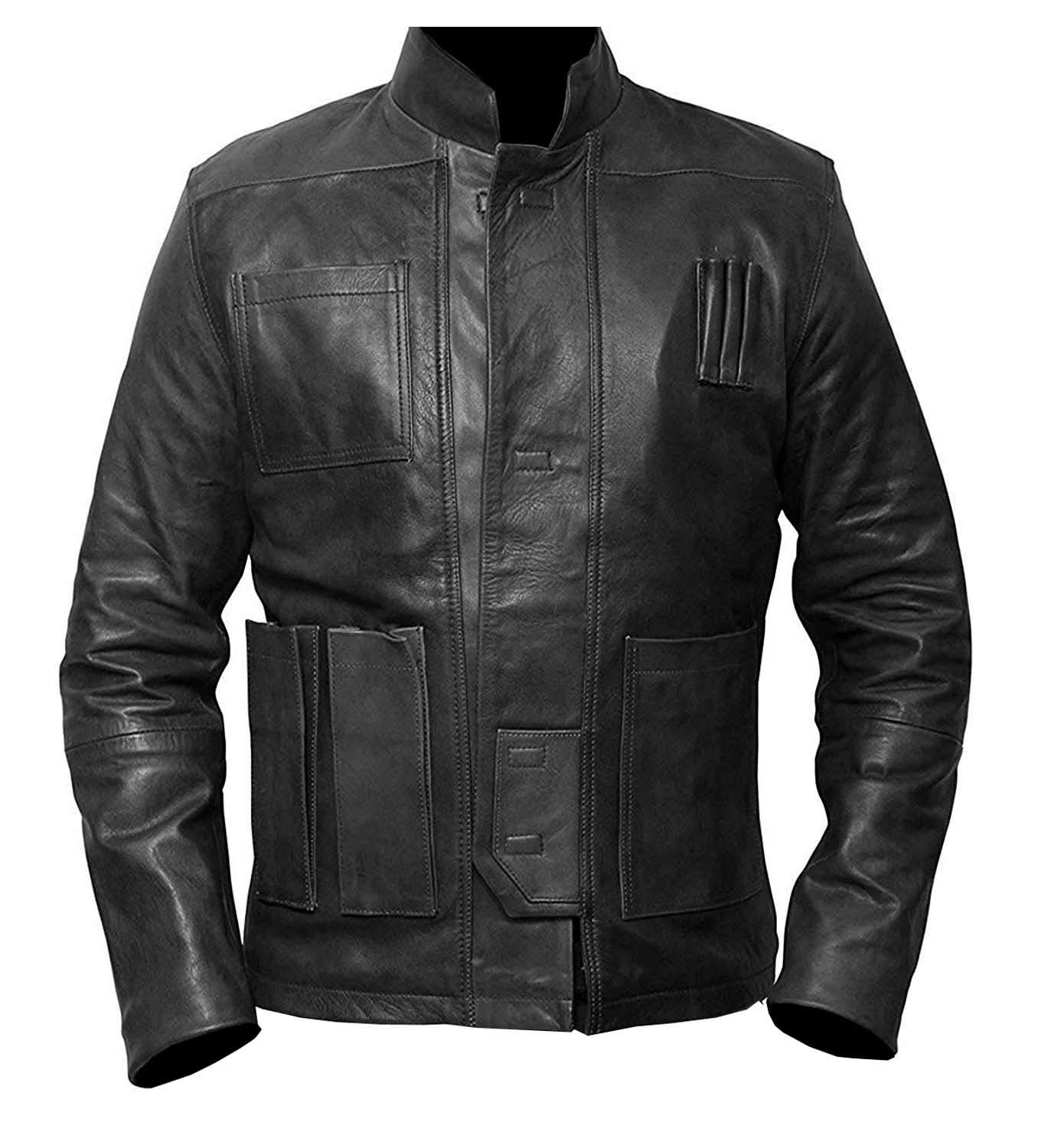 VearFit Men's Super Hero Faux Leather Jacket - Black Movie-Inspired Solo Style Biker Jacket for Cosplay, Halloween & Casual Wear