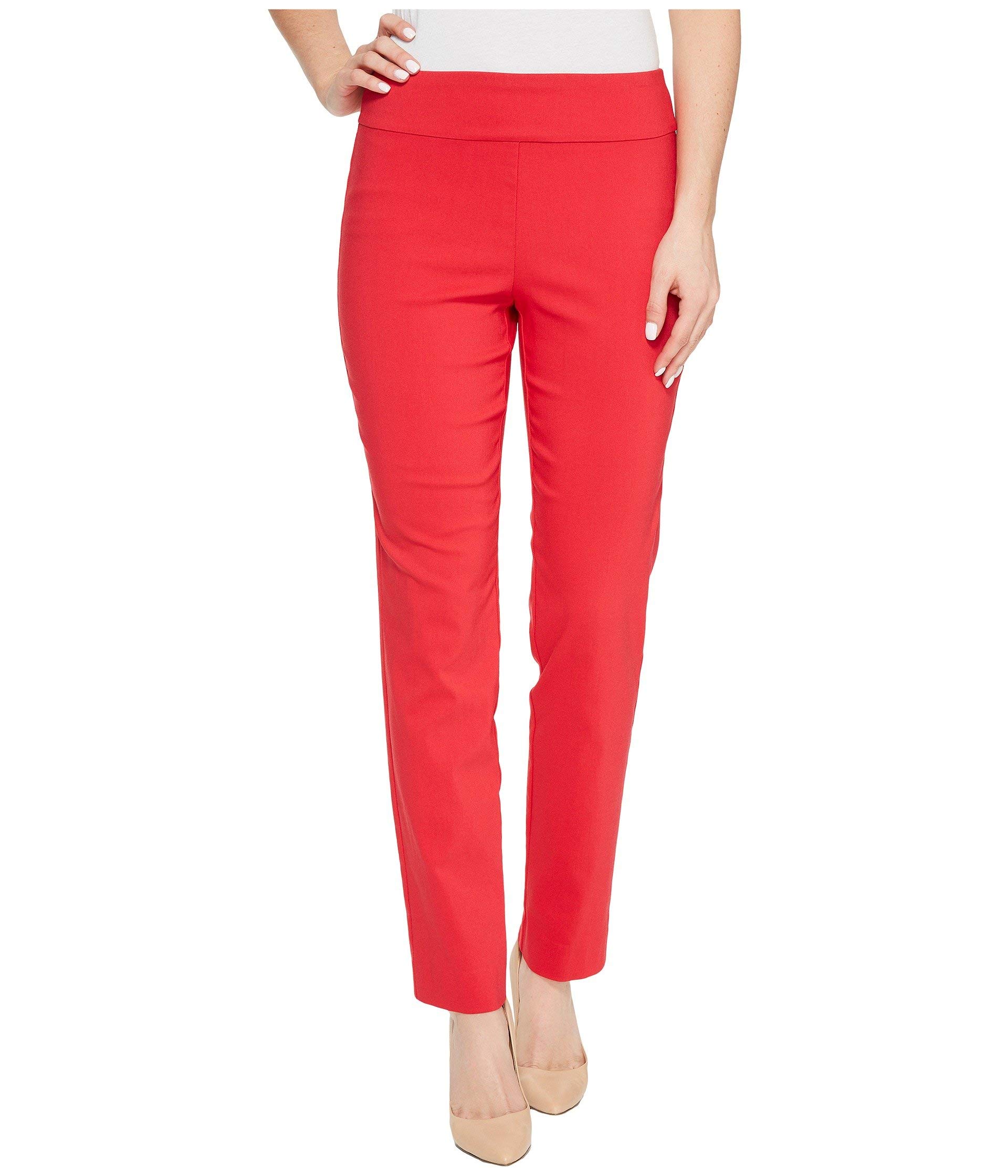 Krazy Larry Women's Pull-On Ankle Pants - Stretchy Comfort Fit Casual Pants (Size 6, Red) - Perfect for Work, Travel & Everyday Wear